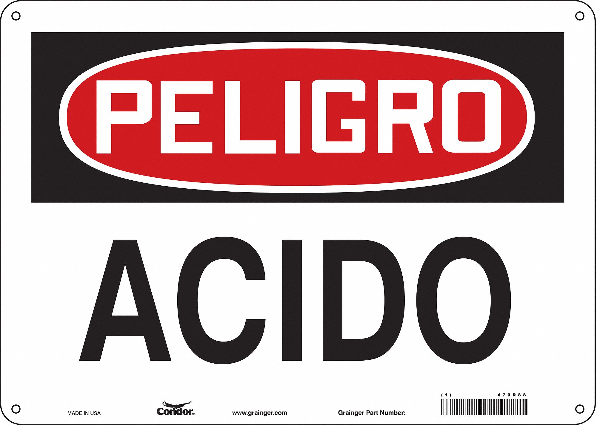 Safety Sign: Polyethylene, Mounting Holes Sign Mounting, 10 in x 14 in Nominal Sign Size