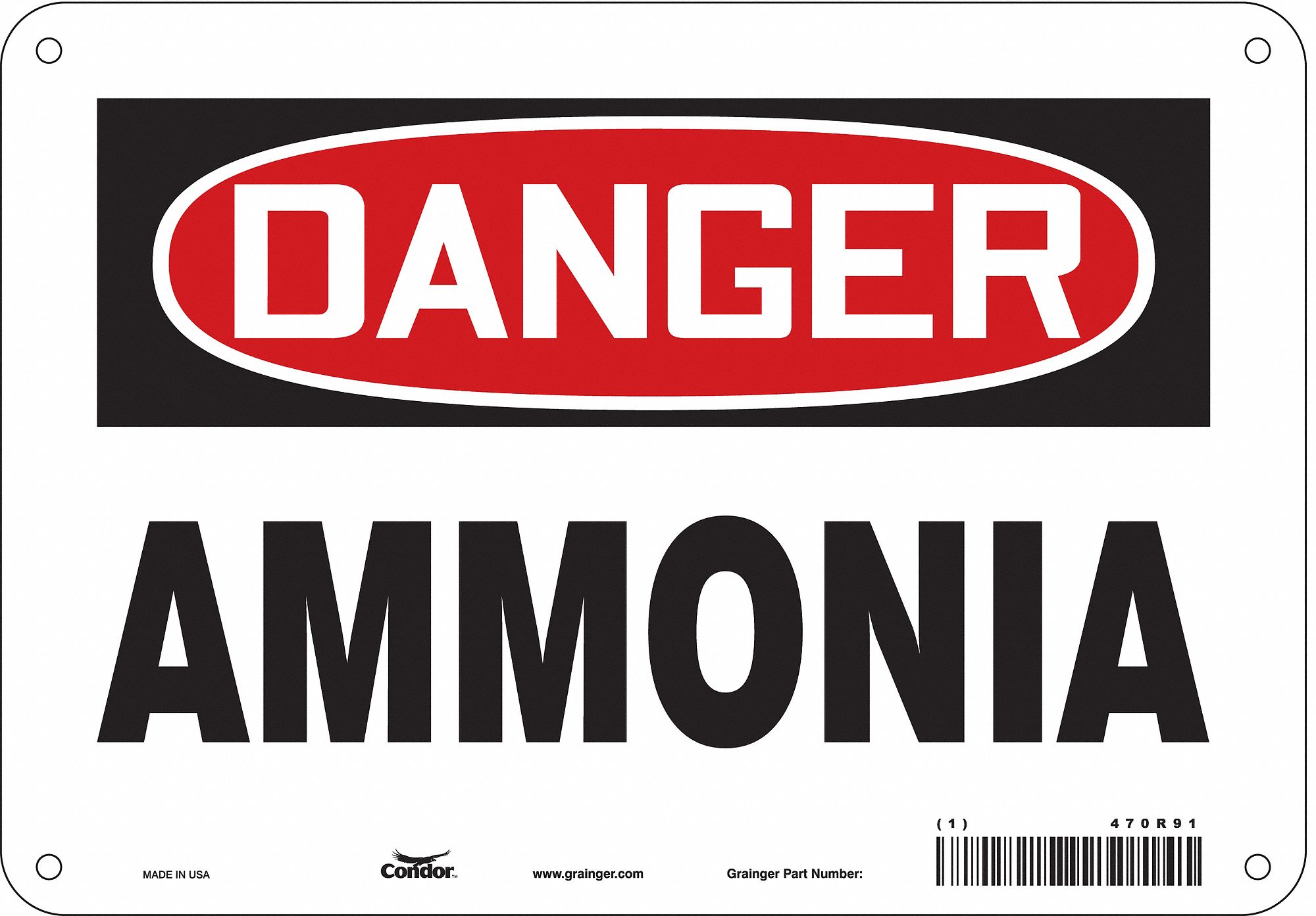 Safety Sign: Aluminum, Mounting Holes Sign Mounting, 7 in x 10 in Nominal Sign Size, 0.032 in Thick