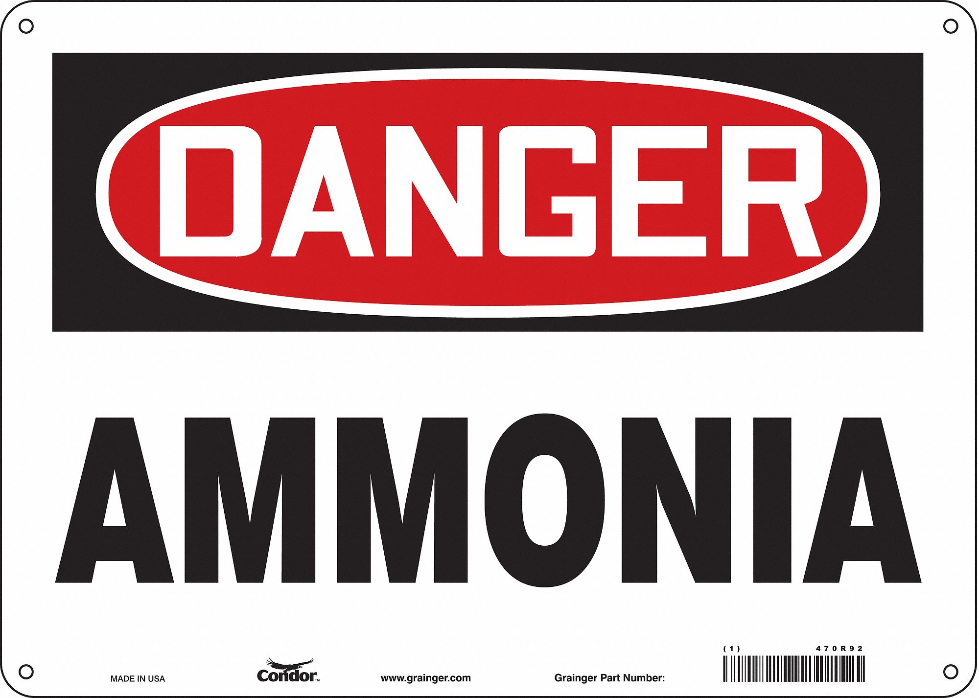 Safety Sign: Aluminum, Mounting Holes Sign Mounting, 10 in x 14 in Nominal Sign Size, 0.032 in Thick