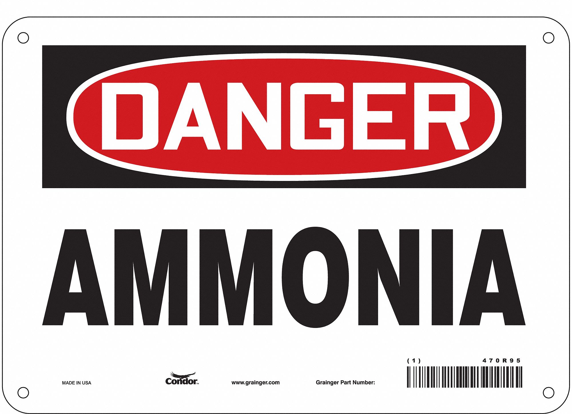 Safety Sign: Polyethylene, Mounting Holes Sign Mounting, 7 in x 10 in Nominal Sign Size