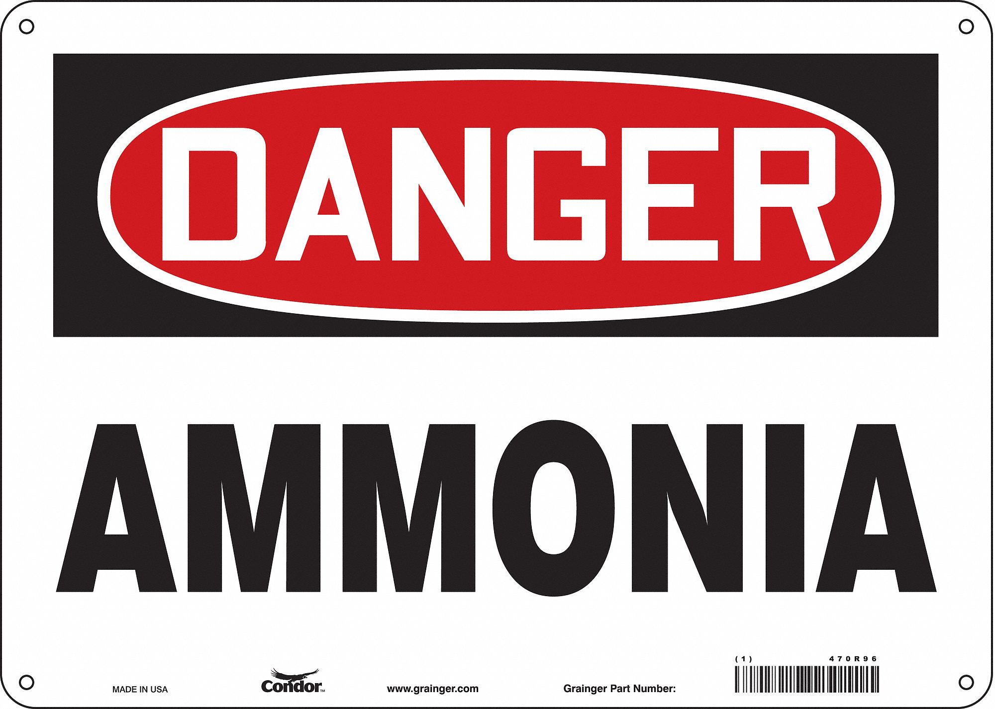 Safety Sign: Polyethylene, Mounting Holes Sign Mounting, 10 in x 14 in Nominal Sign Size