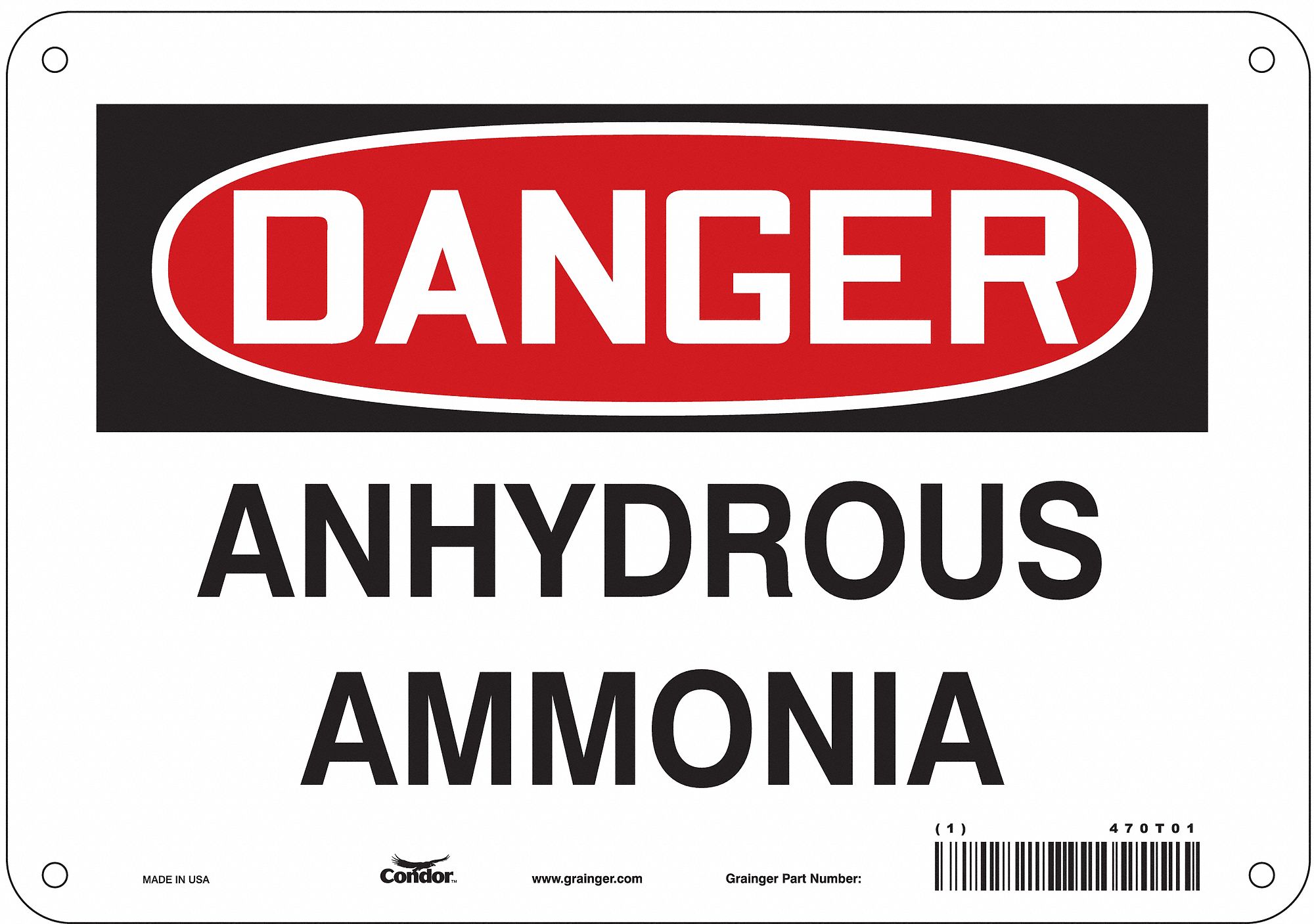 Safety Sign: Aluminum, Mounting Holes Sign Mounting, 7 in x 10 in Nominal Sign Size, 0.032 in Thick