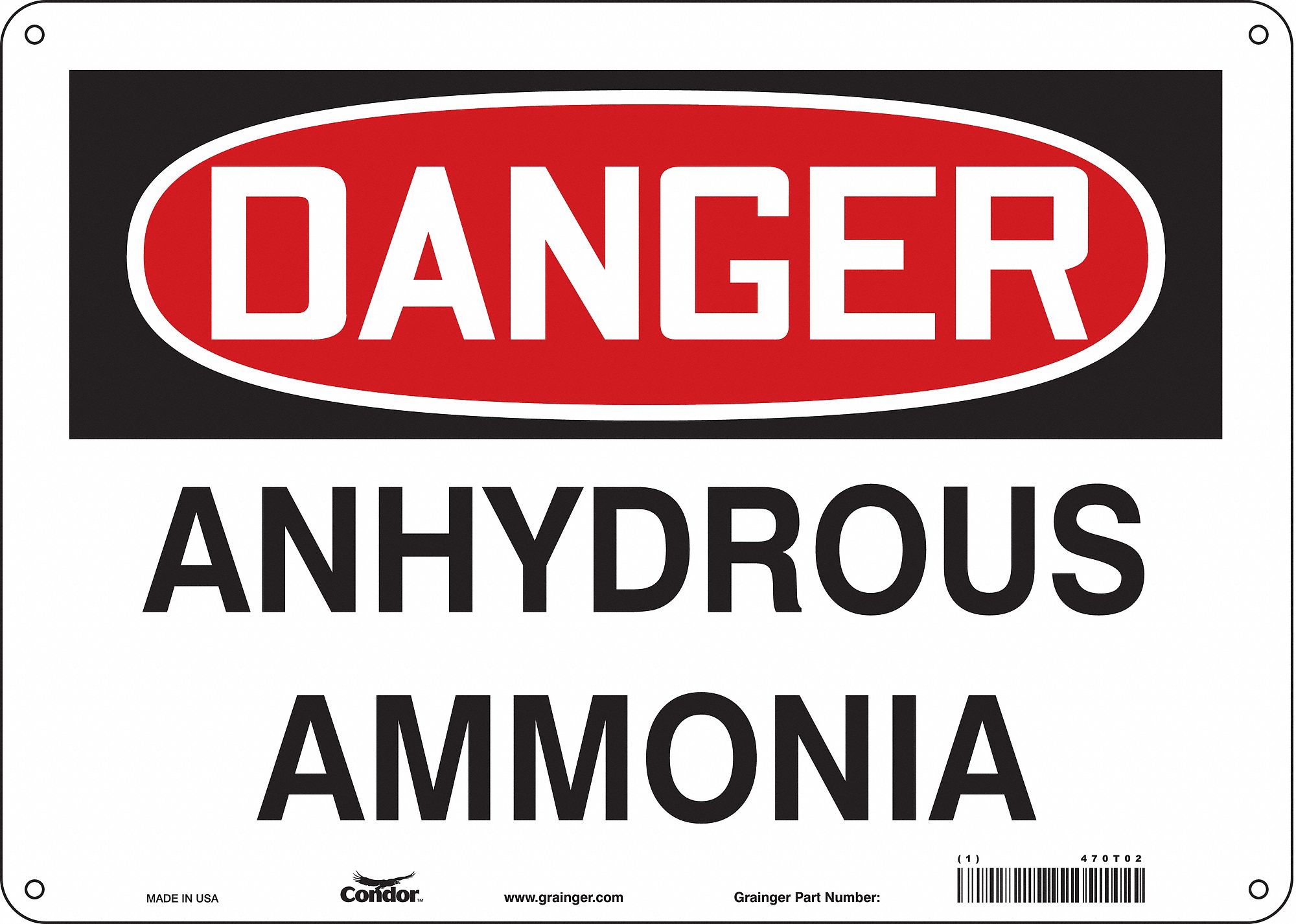 Safety Sign: Aluminum, Mounting Holes Sign Mounting, 10 in x 14 in Nominal Sign Size, 0.032 in Thick