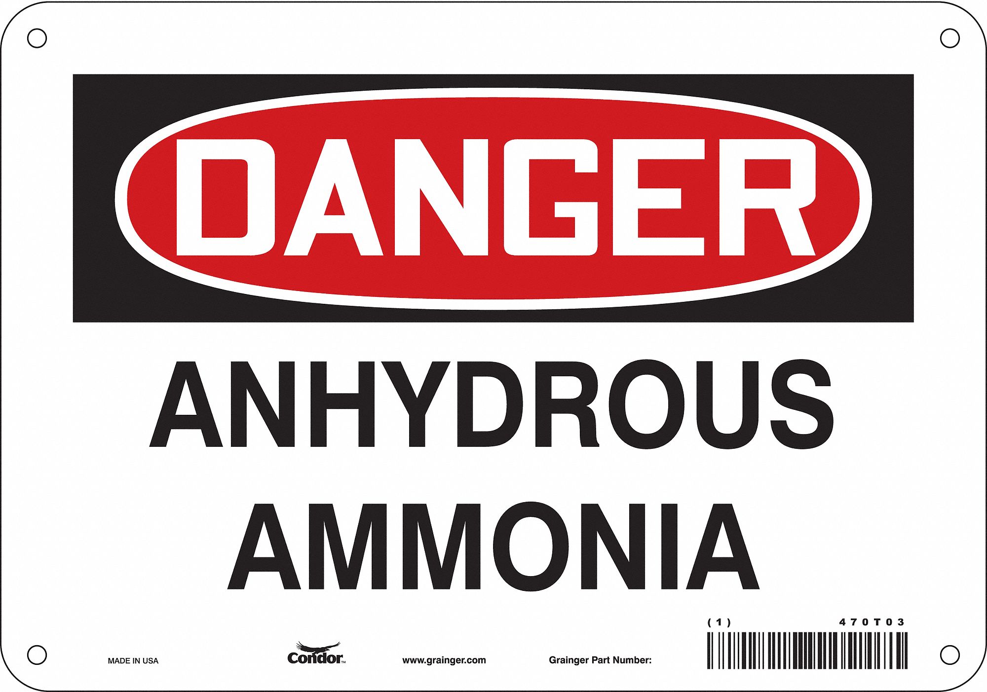 Safety Sign: Polyethylene, Mounting Holes Sign Mounting, 7 in x 10 in Nominal Sign Size