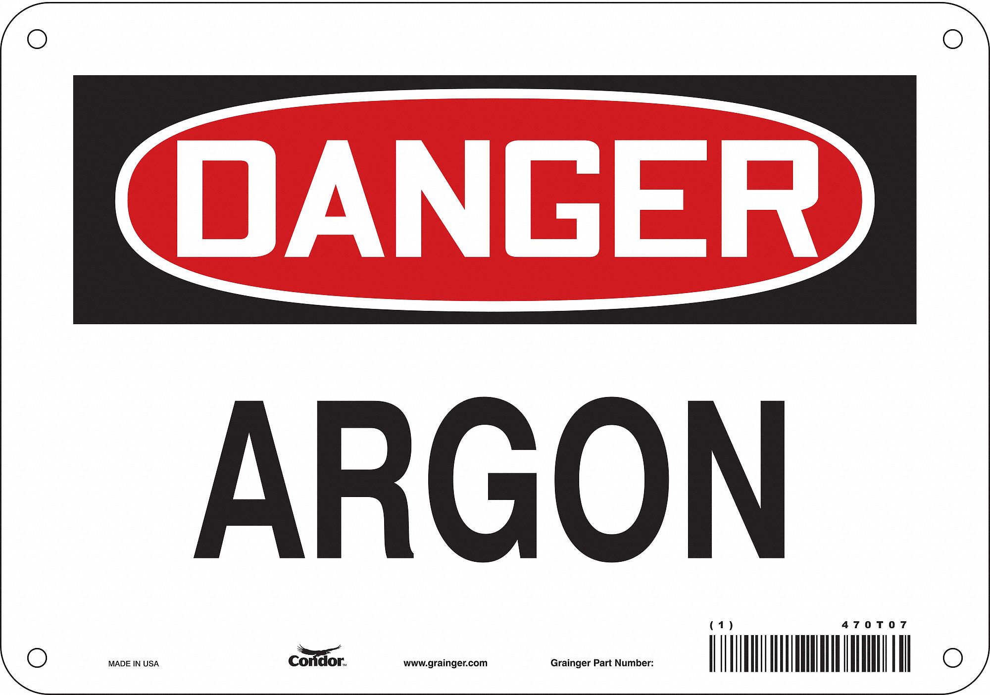 Safety Sign: Aluminum, Mounting Holes Sign Mounting, 7 in x 10 in Nominal Sign Size, 0.032 in Thick