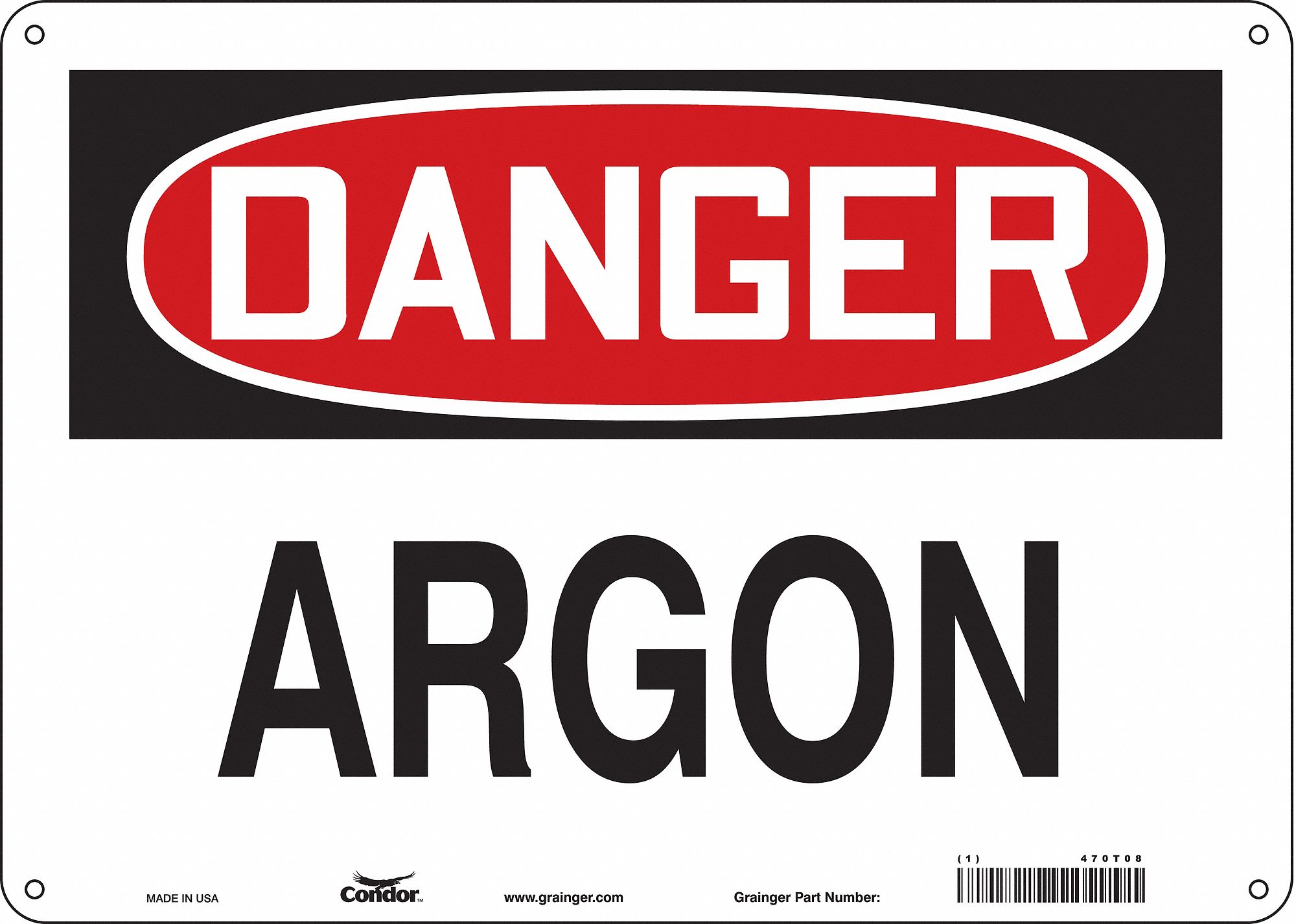 Safety Sign: Aluminum, Mounting Holes Sign Mounting, 10 in x 14 in Nominal Sign Size, 0.032 in Thick