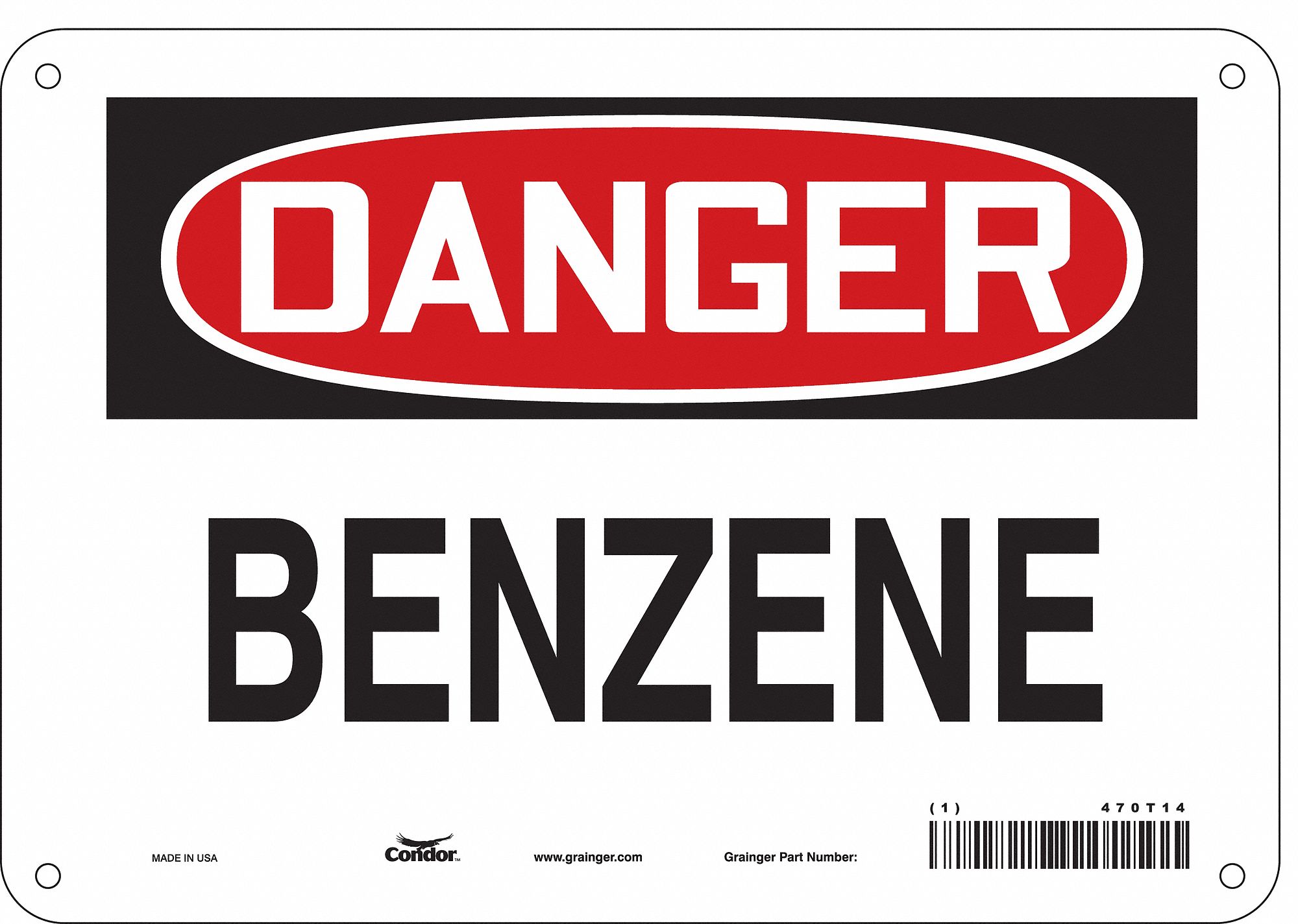 Safety Sign: Aluminum, Mounting Holes Sign Mounting, 7 in x 10 in Nominal Sign Size, 0.032 in Thick