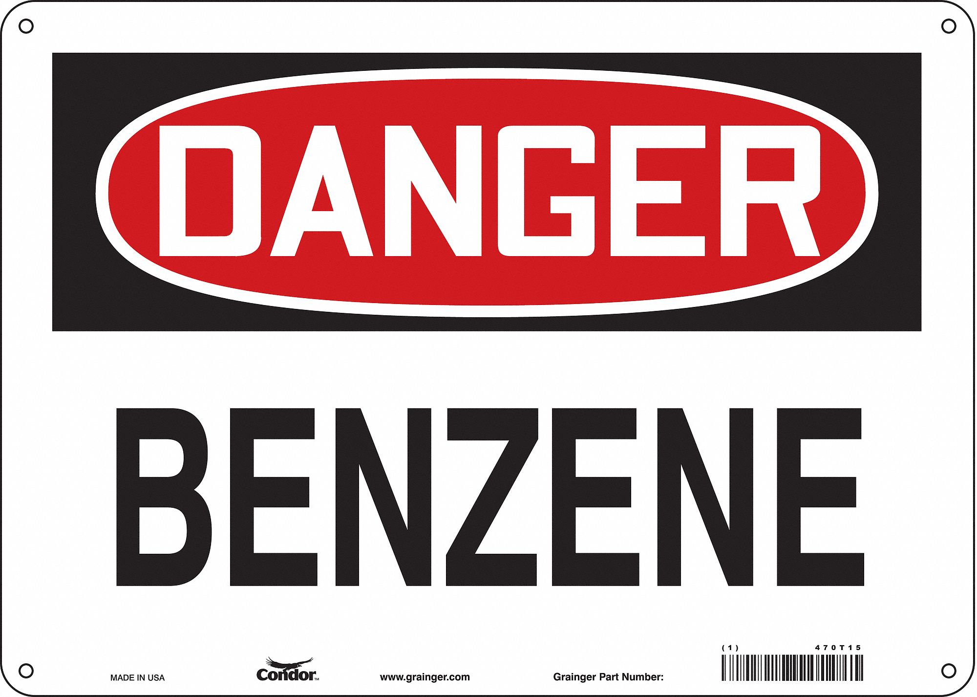 Safety Sign: Aluminum, Mounting Holes Sign Mounting, 10 in x 14 in Nominal Sign Size, 0.032 in Thick
