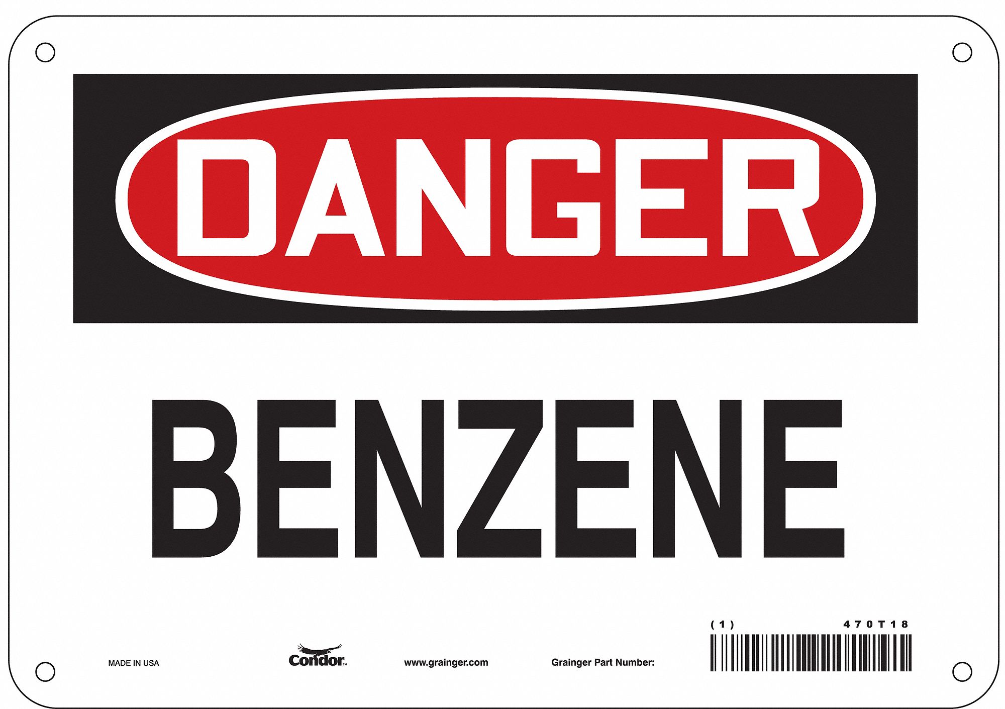 Safety Sign: Polyethylene, Mounting Holes Sign Mounting, 7 in x 10 in Nominal Sign Size