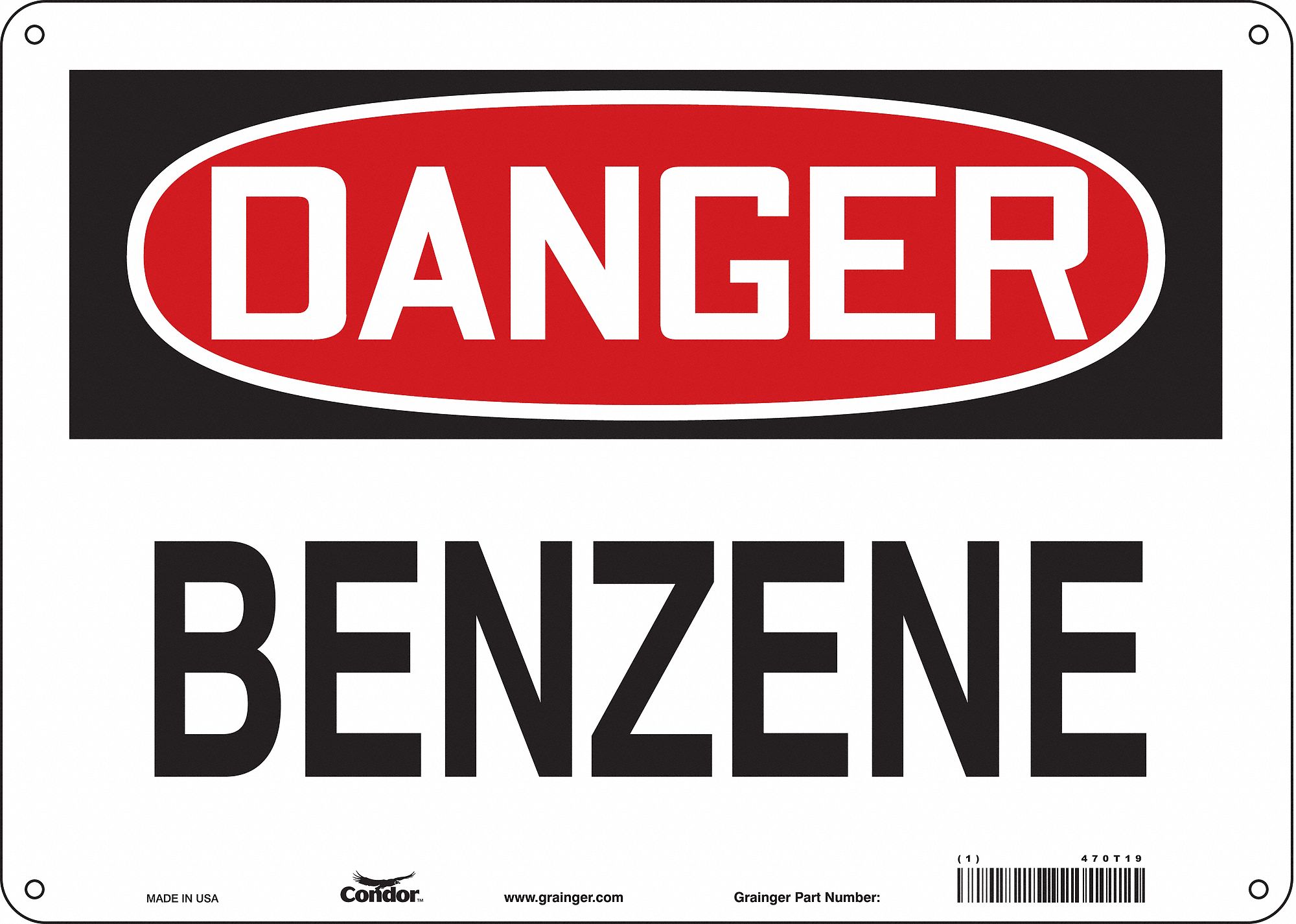 Safety Sign: Polyethylene, Mounting Holes Sign Mounting, 10 in x 14 in Nominal Sign Size
