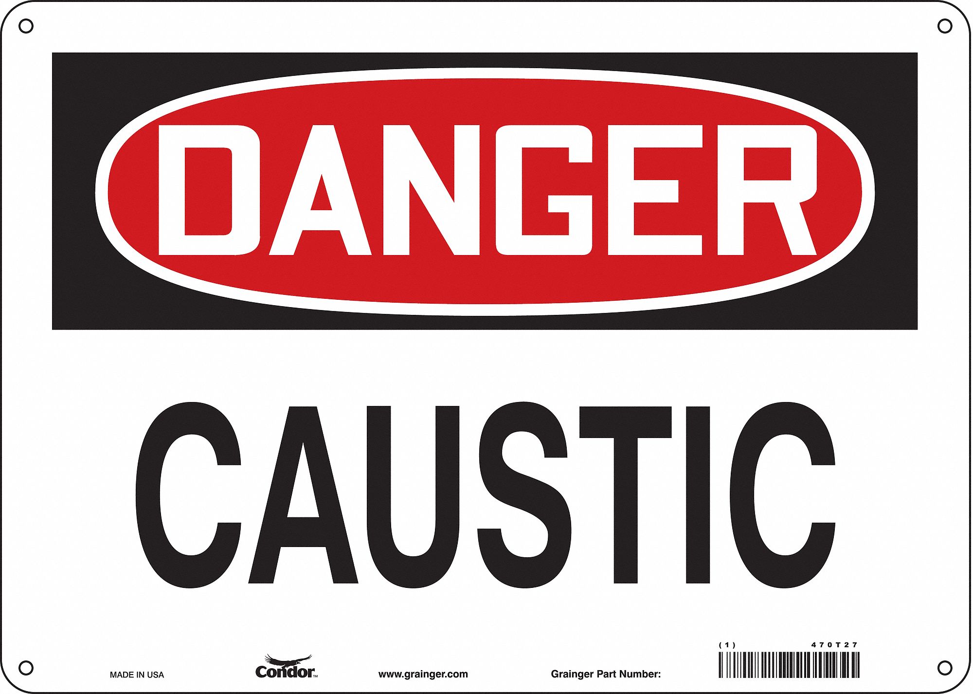Safety Sign: Polyethylene, Mounting Holes Sign Mounting, 10 in x 14 in Nominal Sign Size