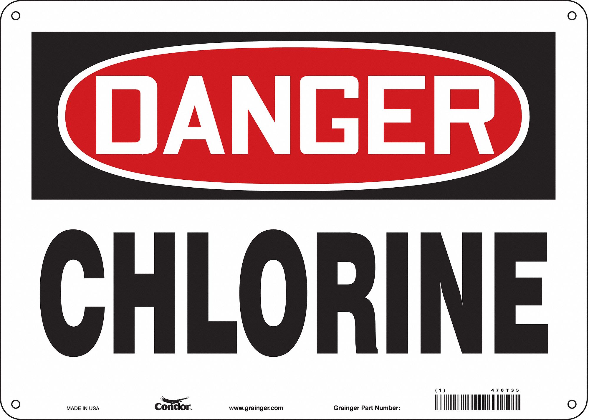 Safety Sign: Polyethylene, Mounting Holes Sign Mounting, 10 in x 14 in Nominal Sign Size