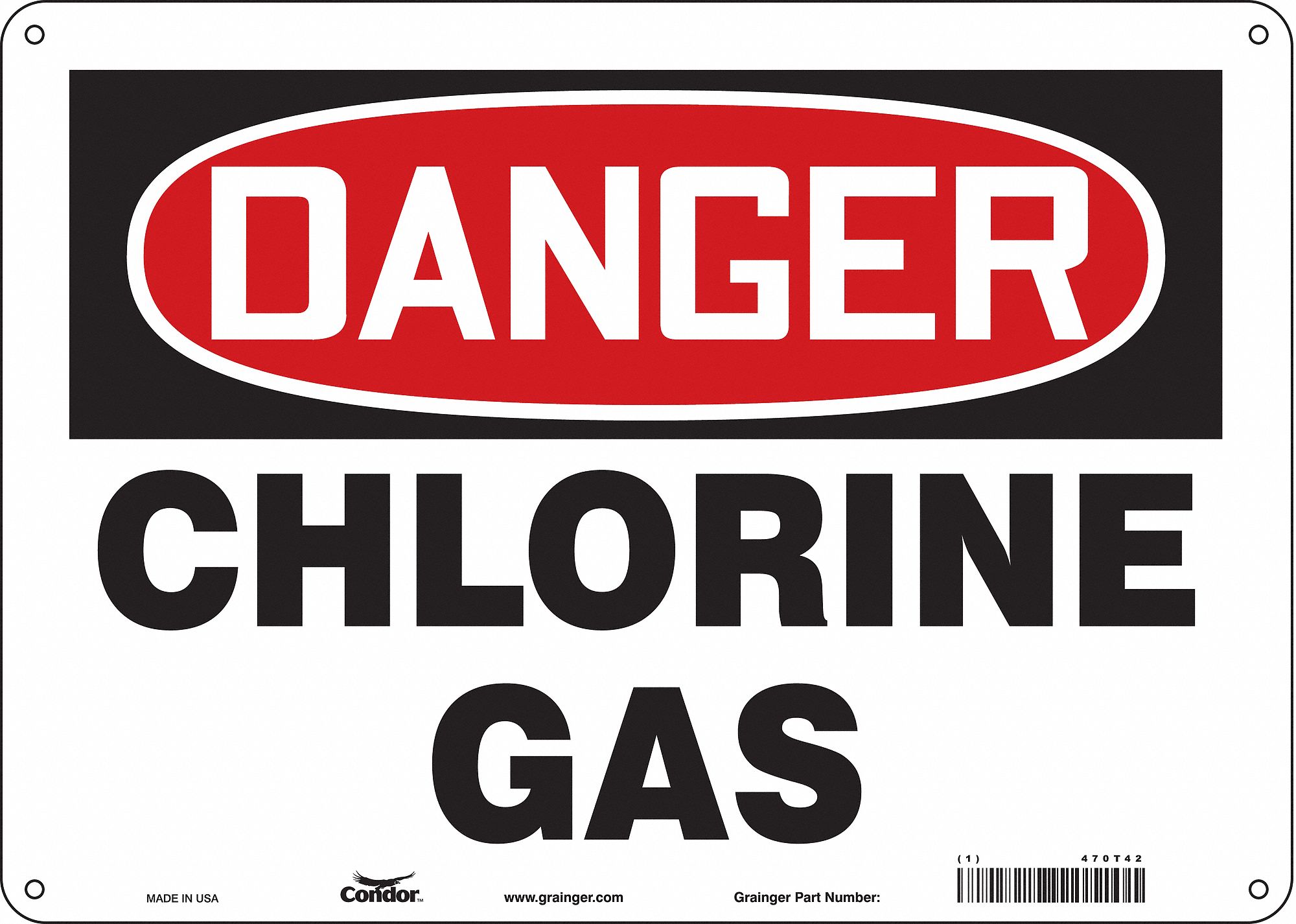 Safety Sign: Polyethylene, Mounting Holes Sign Mounting, 10 in x 14 in Nominal Sign Size
