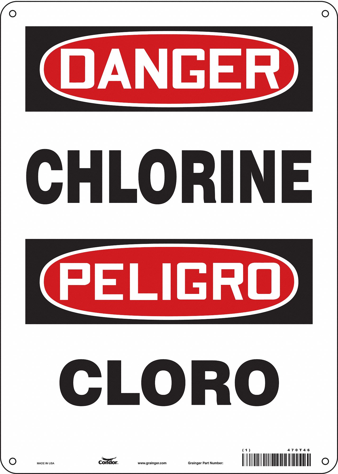 Safety Sign: Aluminum, Mounting Holes Sign Mounting, 14 in x 10 in Nominal Sign Size, 0.032 in Thick