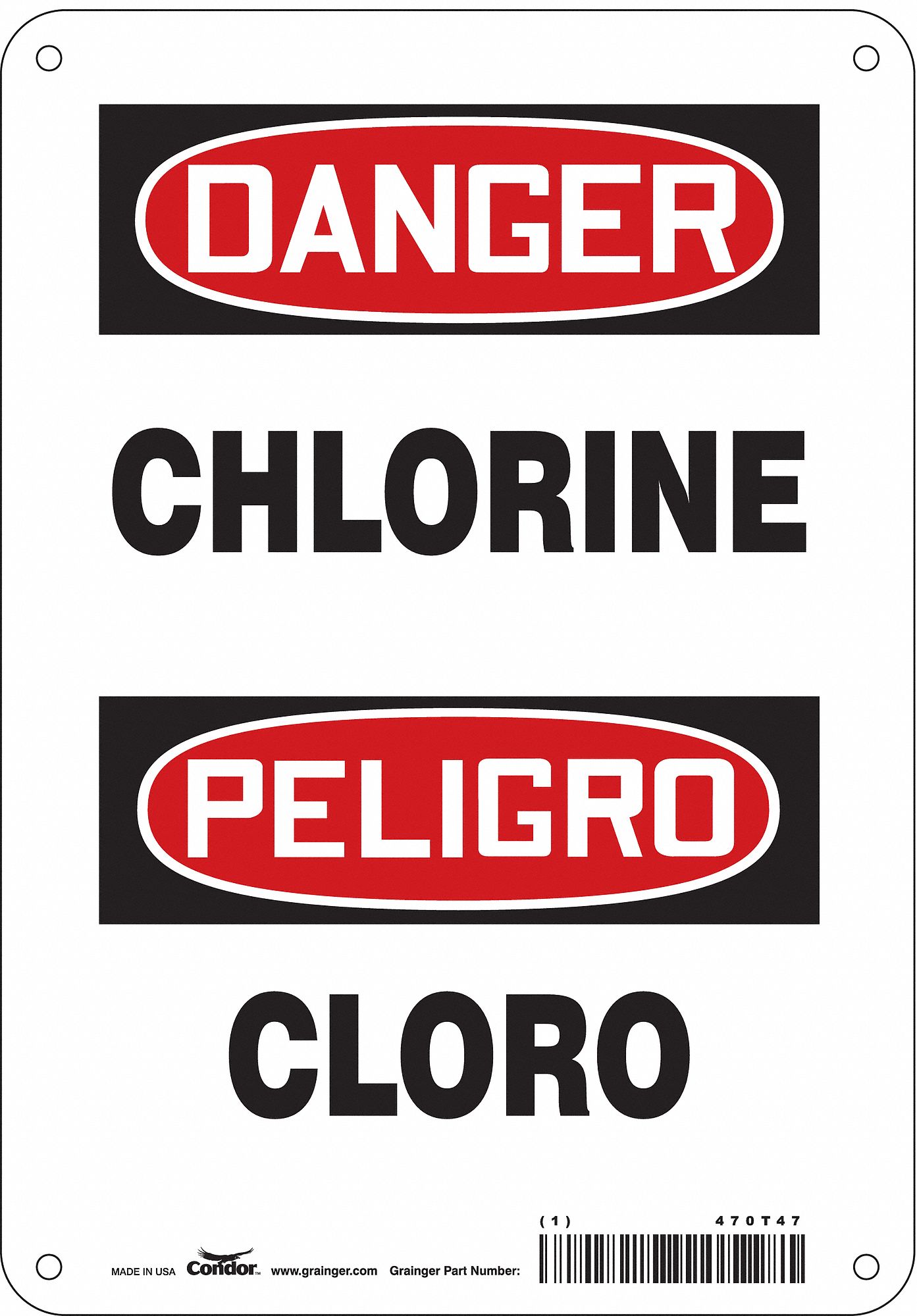 Safety Sign: Polyethylene, Mounting Holes Sign Mounting, 10 in x 7 in Nominal Sign Size