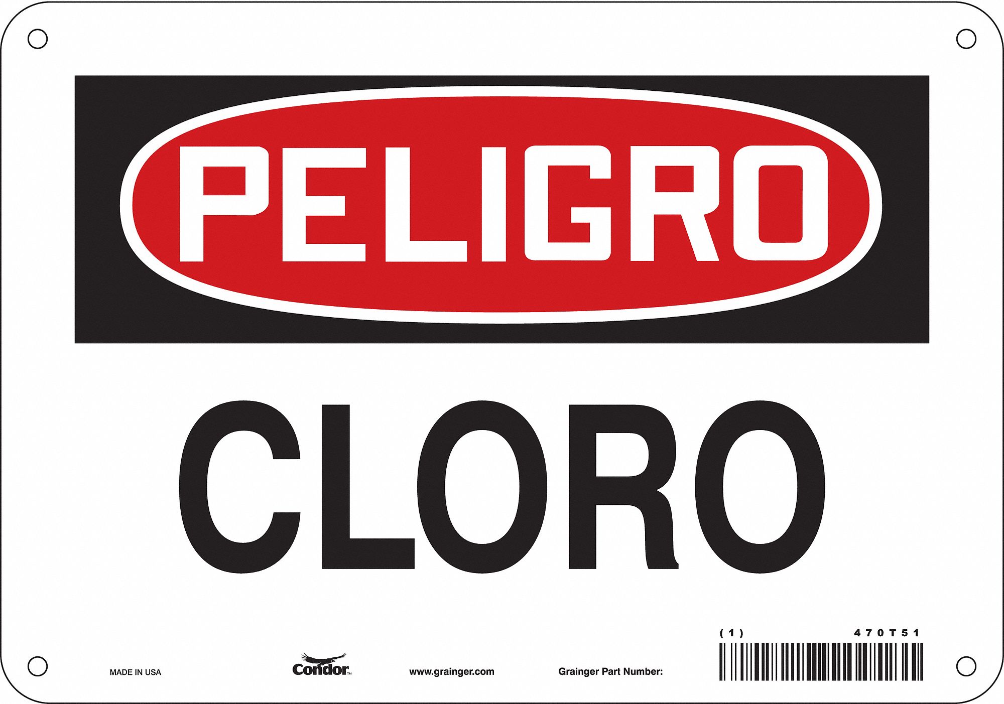 Safety Sign: Aluminum, Mounting Holes Sign Mounting, 7 in x 10 in Nominal Sign Size, 0.032 in Thick