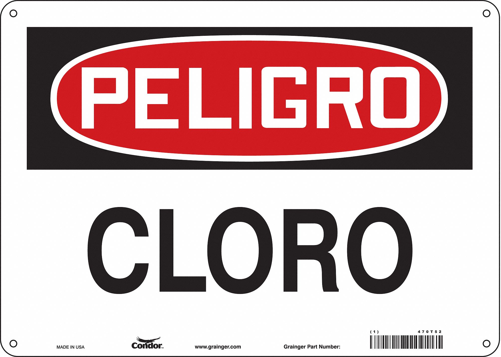 Safety Sign: Aluminum, Mounting Holes Sign Mounting, 10 in x 14 in Nominal Sign Size, 0.032 in Thick