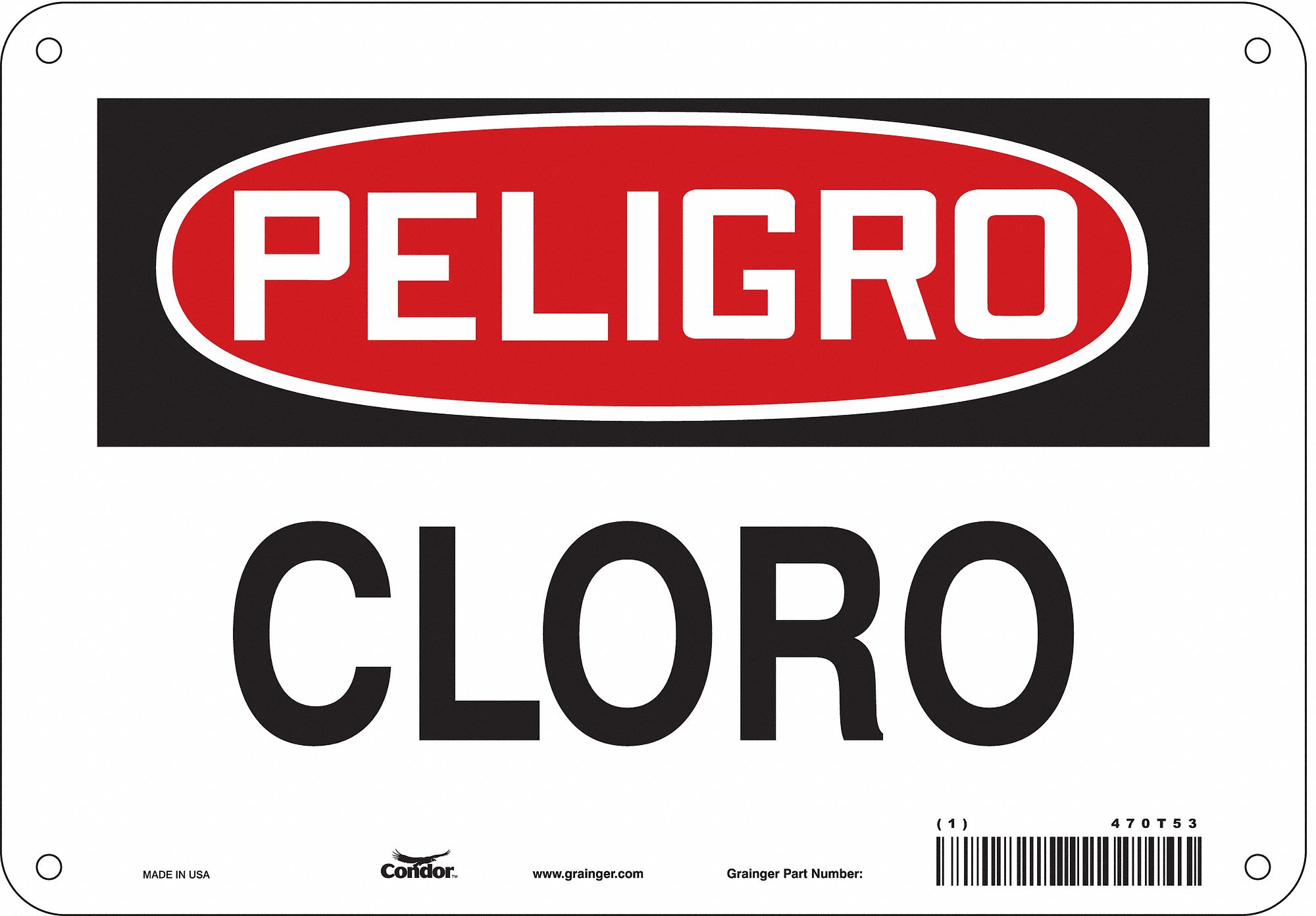 Safety Sign: Polyethylene, Mounting Holes Sign Mounting, 7 in x 10 in Nominal Sign Size