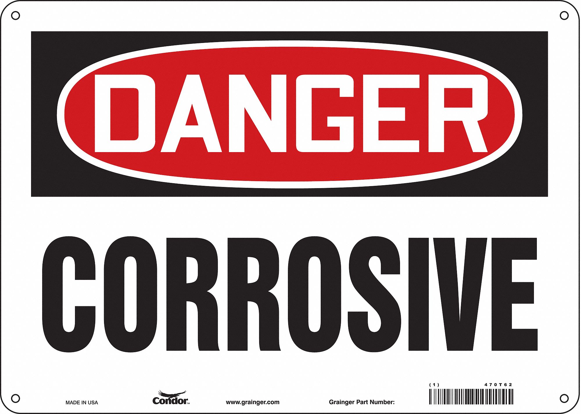 Safety Sign: Polyethylene, Mounting Holes Sign Mounting, 10 in x 14 in Nominal Sign Size
