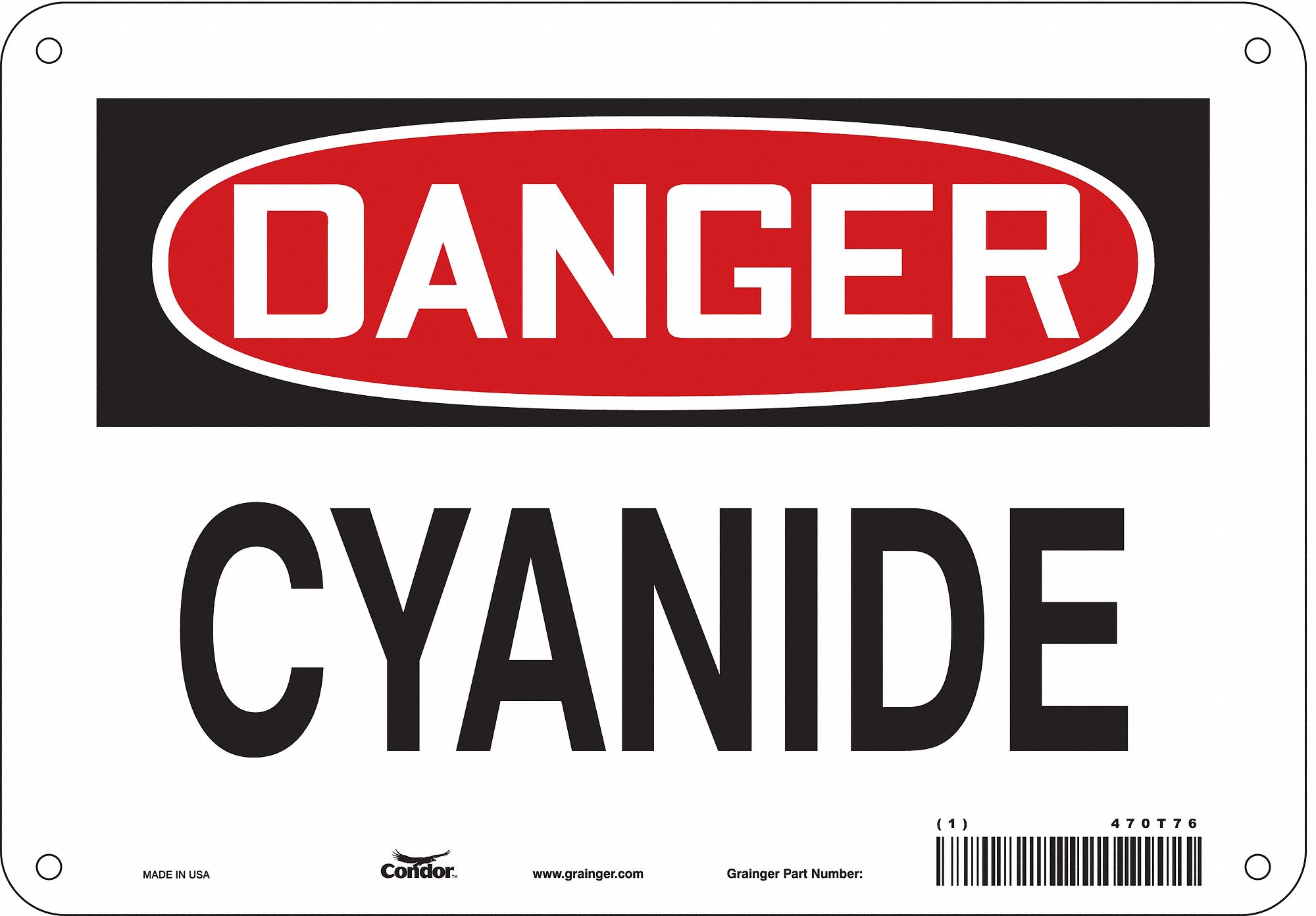 Safety Sign: Aluminum, Mounting Holes Sign Mounting, 7 in x 10 in Nominal Sign Size, 0.032 in Thick