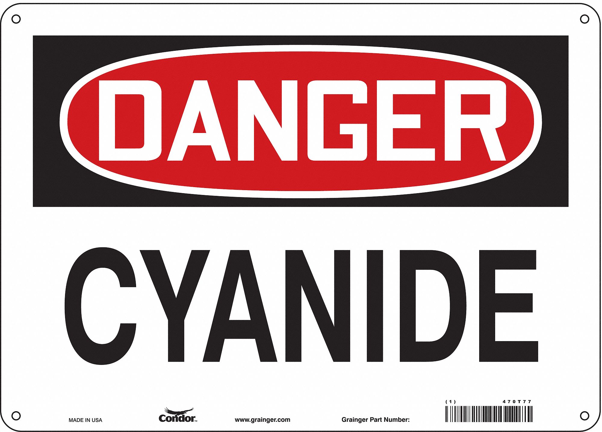 Safety Sign: Aluminum, Mounting Holes Sign Mounting, 10 in x 14 in Nominal Sign Size, 0.032 in Thick
