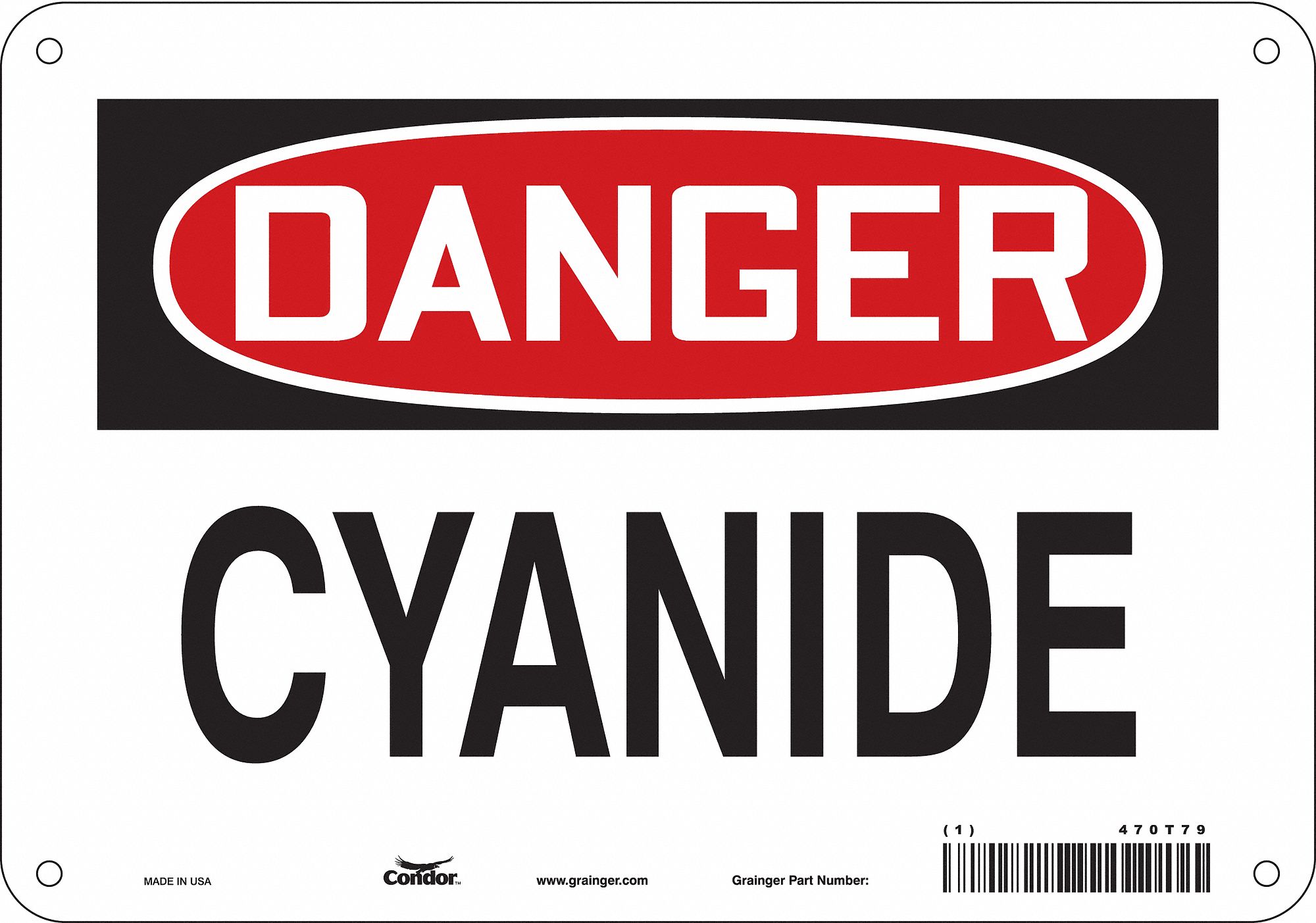 Safety Sign: Polyethylene, Mounting Holes Sign Mounting, 7 in x 10 in Nominal Sign Size