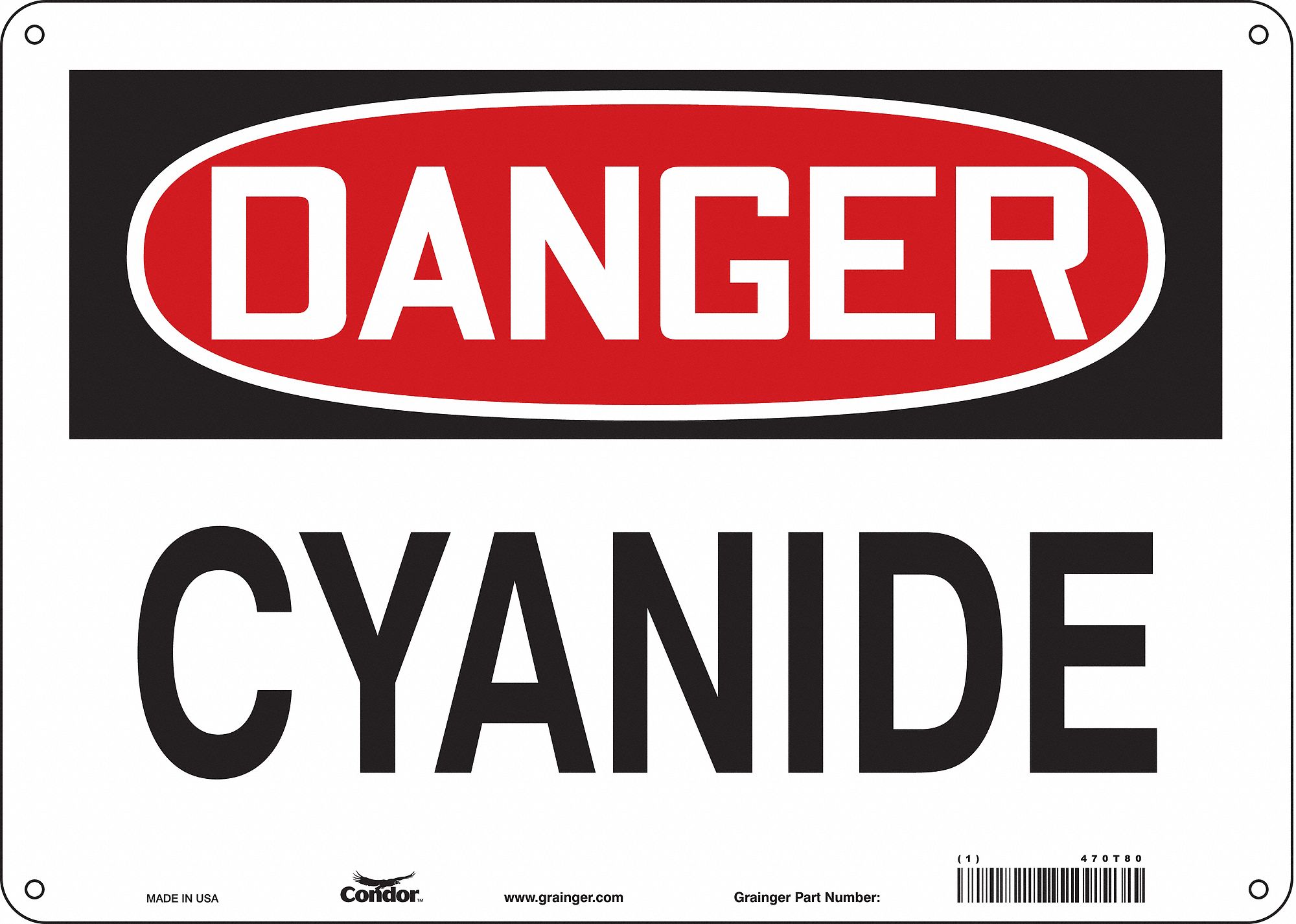 Safety Sign: Polyethylene, Mounting Holes Sign Mounting, 10 in x 14 in Nominal Sign Size
