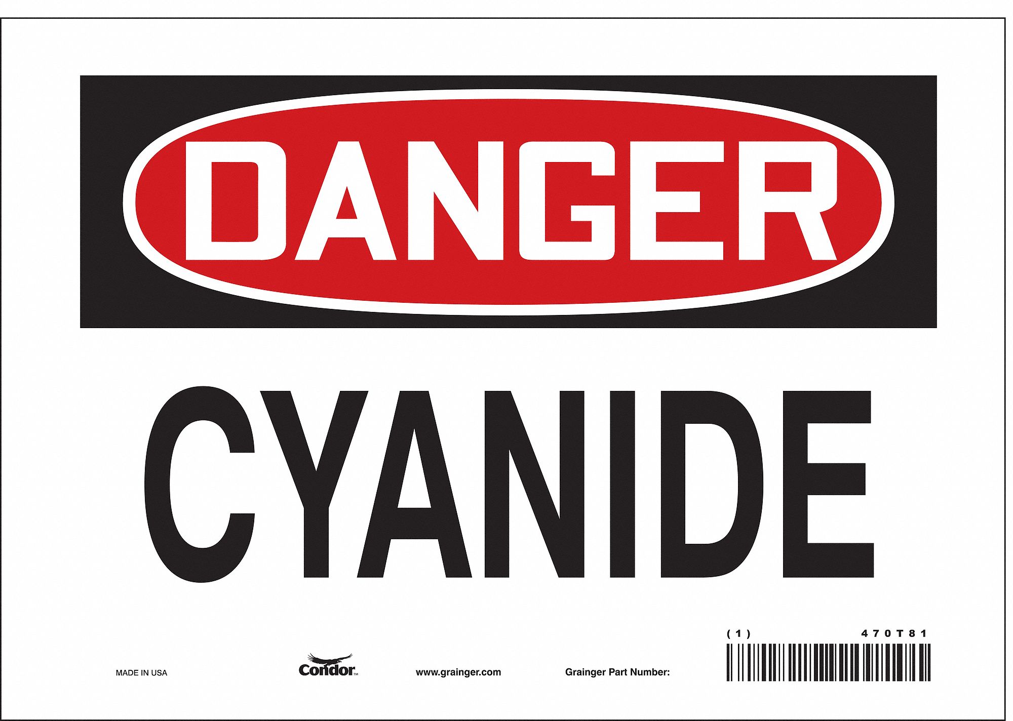 Safety Sign: Vinyl, Adhesive Sign Mounting, 7 in x 10 in Nominal Sign Size, Not Retroreflective