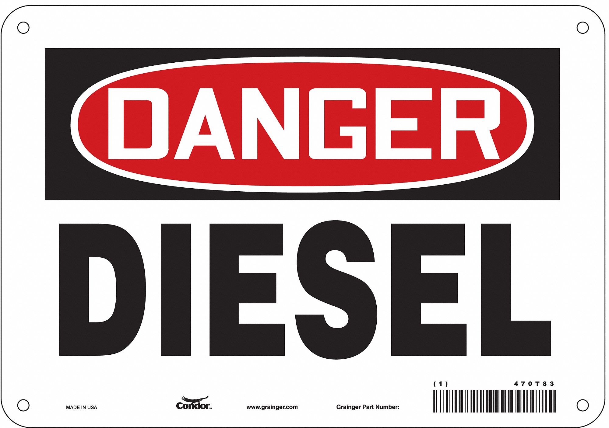 Safety Sign: Aluminum, Mounting Holes Sign Mounting, 7 in x 10 in Nominal Sign Size, 0.032 in Thick