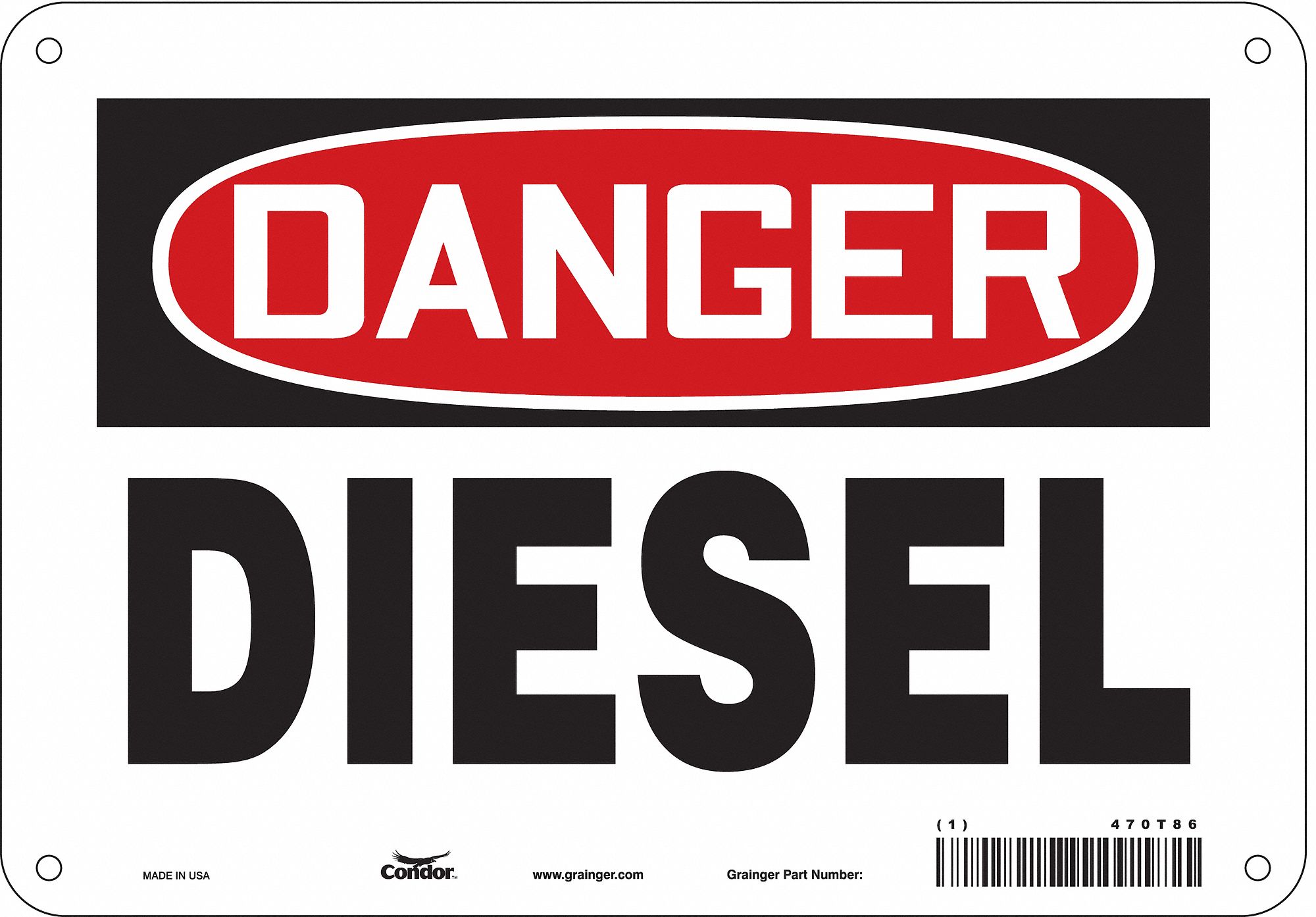 Safety Sign: Polyethylene, Mounting Holes Sign Mounting, 7 in x 10 in Nominal Sign Size