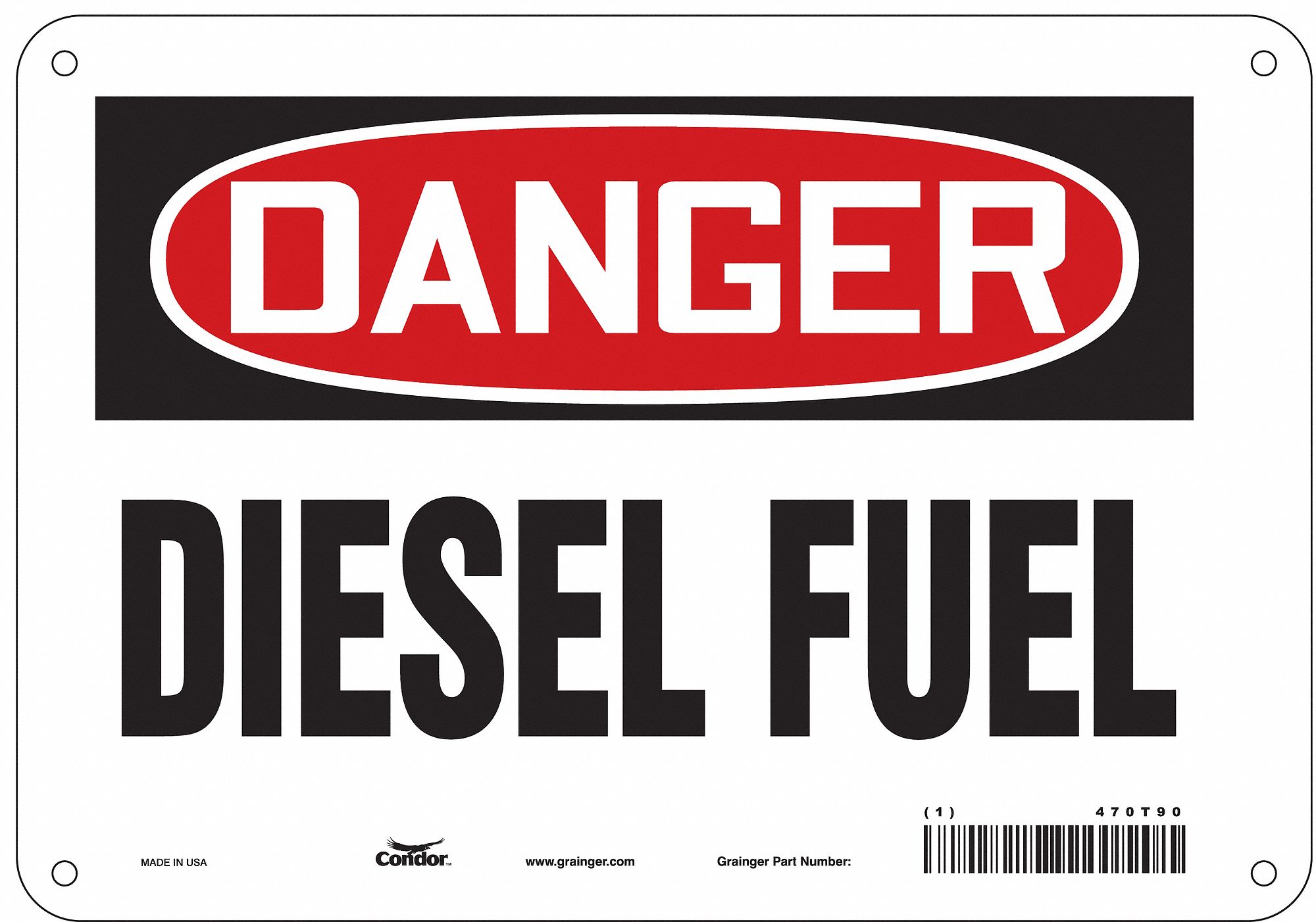 Safety Sign: Aluminum, Mounting Holes Sign Mounting, 7 in x 10 in Nominal Sign Size, 0.032 in Thick