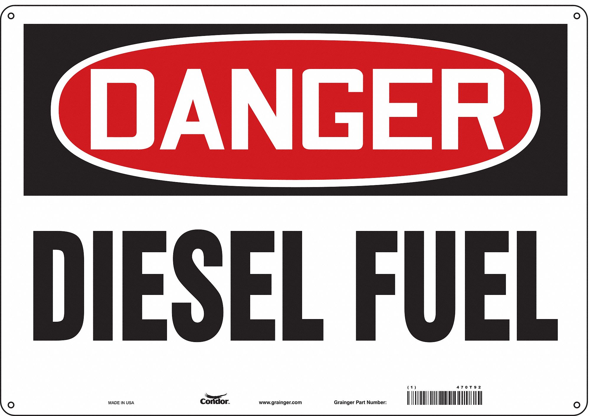 Safety Sign: Aluminum, Mounting Holes Sign Mounting, 14 in x 20 in Nominal Sign Size, 0.032 in Thick