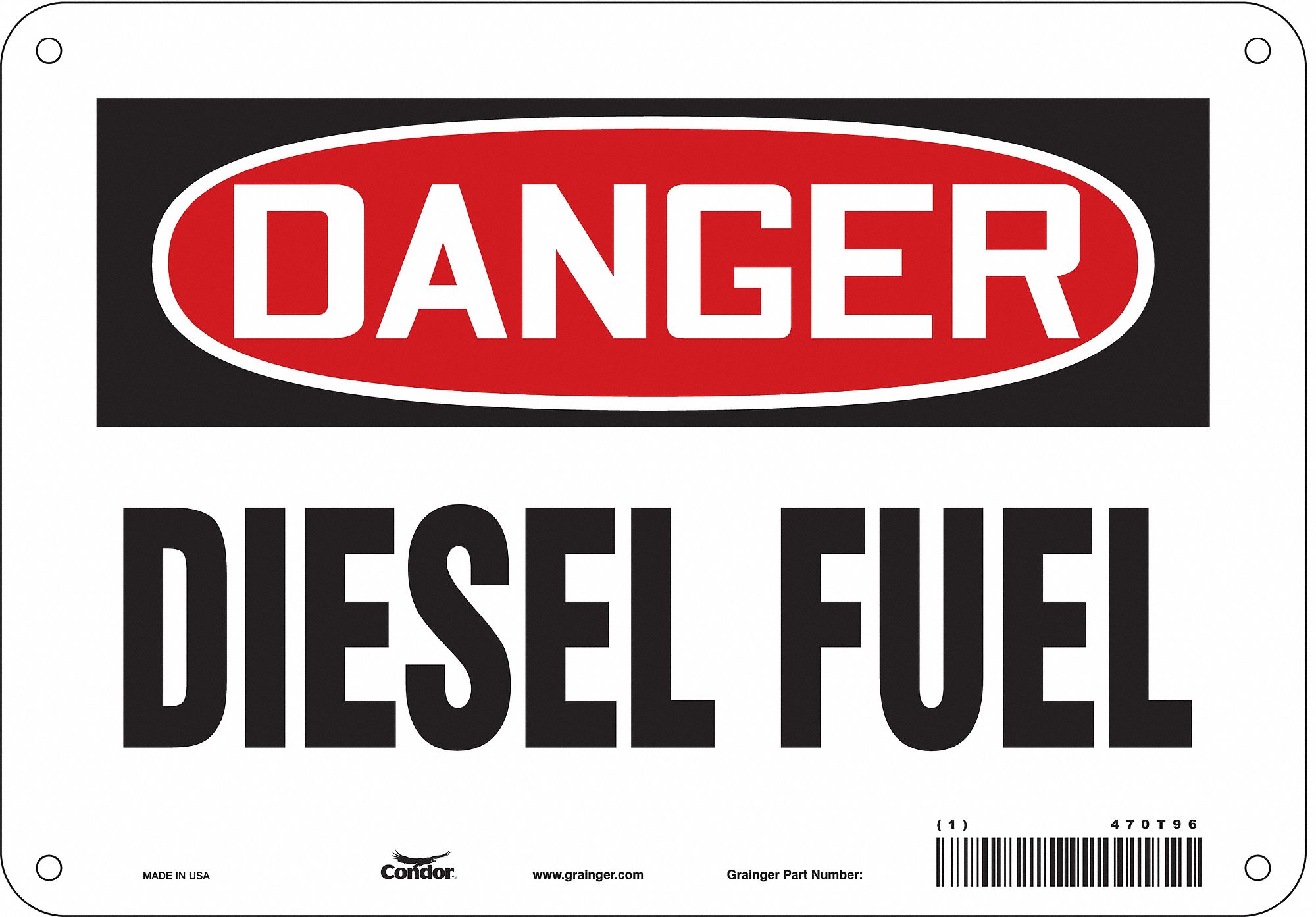 Safety Sign: Polyethylene, Mounting Holes Sign Mounting, 7 in x 10 in Nominal Sign Size