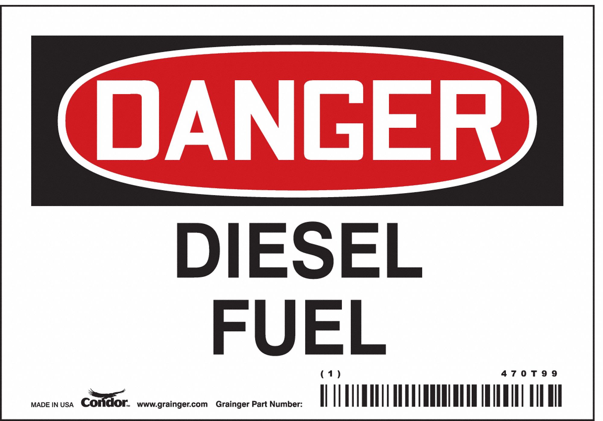 Safety Sign: Vinyl, Adhesive Sign Mounting, 3 1/2 in x 5 in Nominal Sign Size, Not Retroreflective