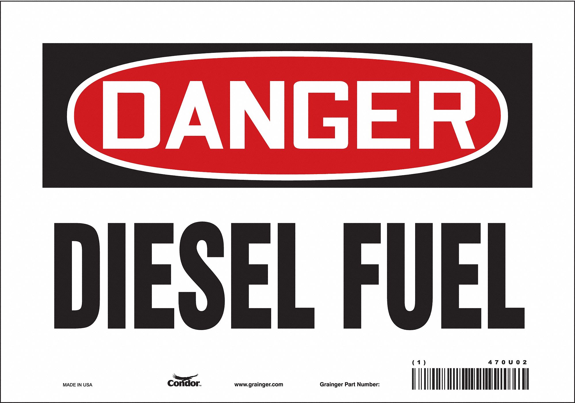 SAFETY SIGN, VINYL, ADHESIVE MOUNT, 7 IN X 10 IN NOMINAL SIGN SIZE, NOT RETROREFLECTIVE, DIESEL FUEL