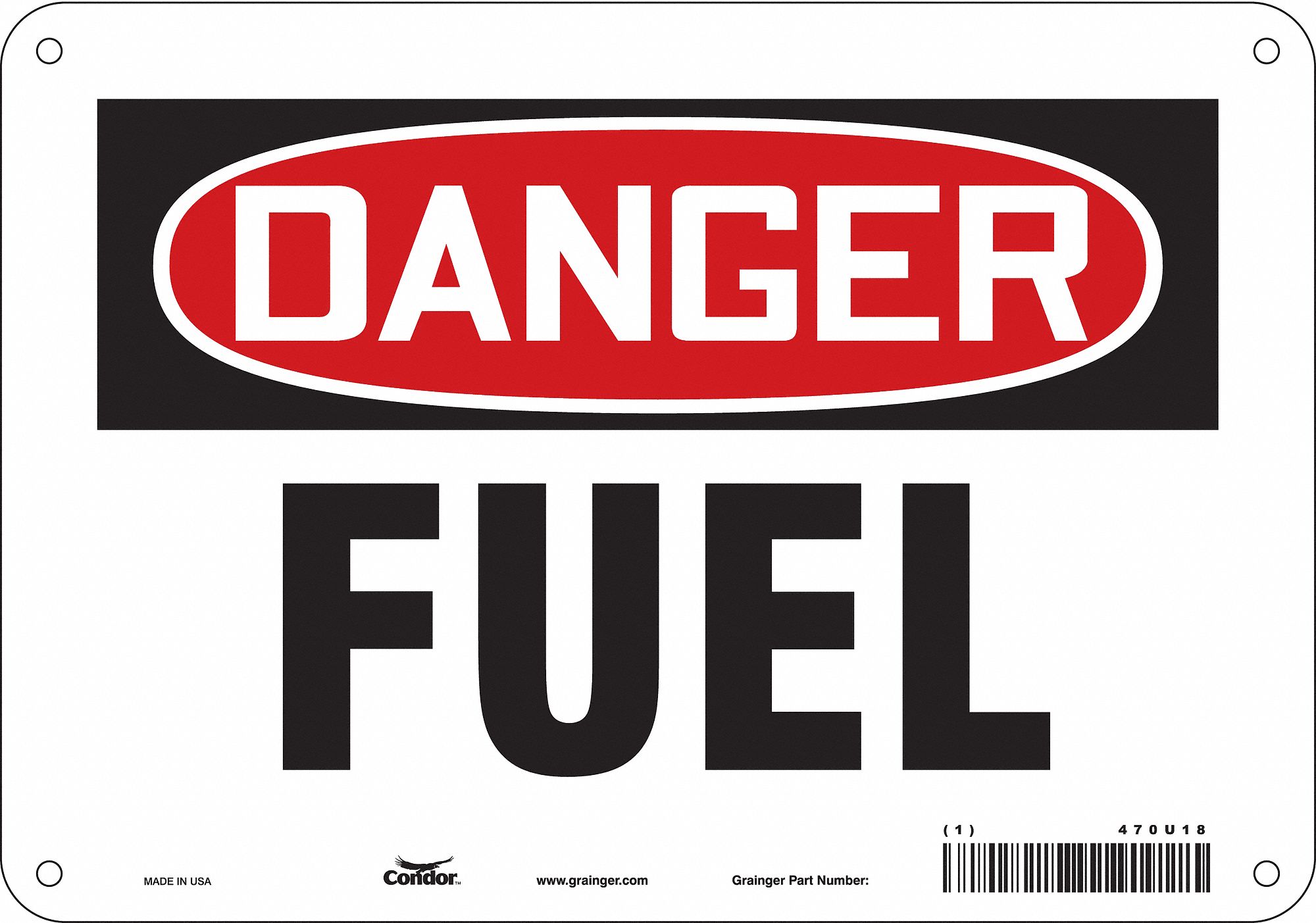 Safety Sign: Polyethylene, Mounting Holes Sign Mounting, 7 in x 10 in Nominal Sign Size