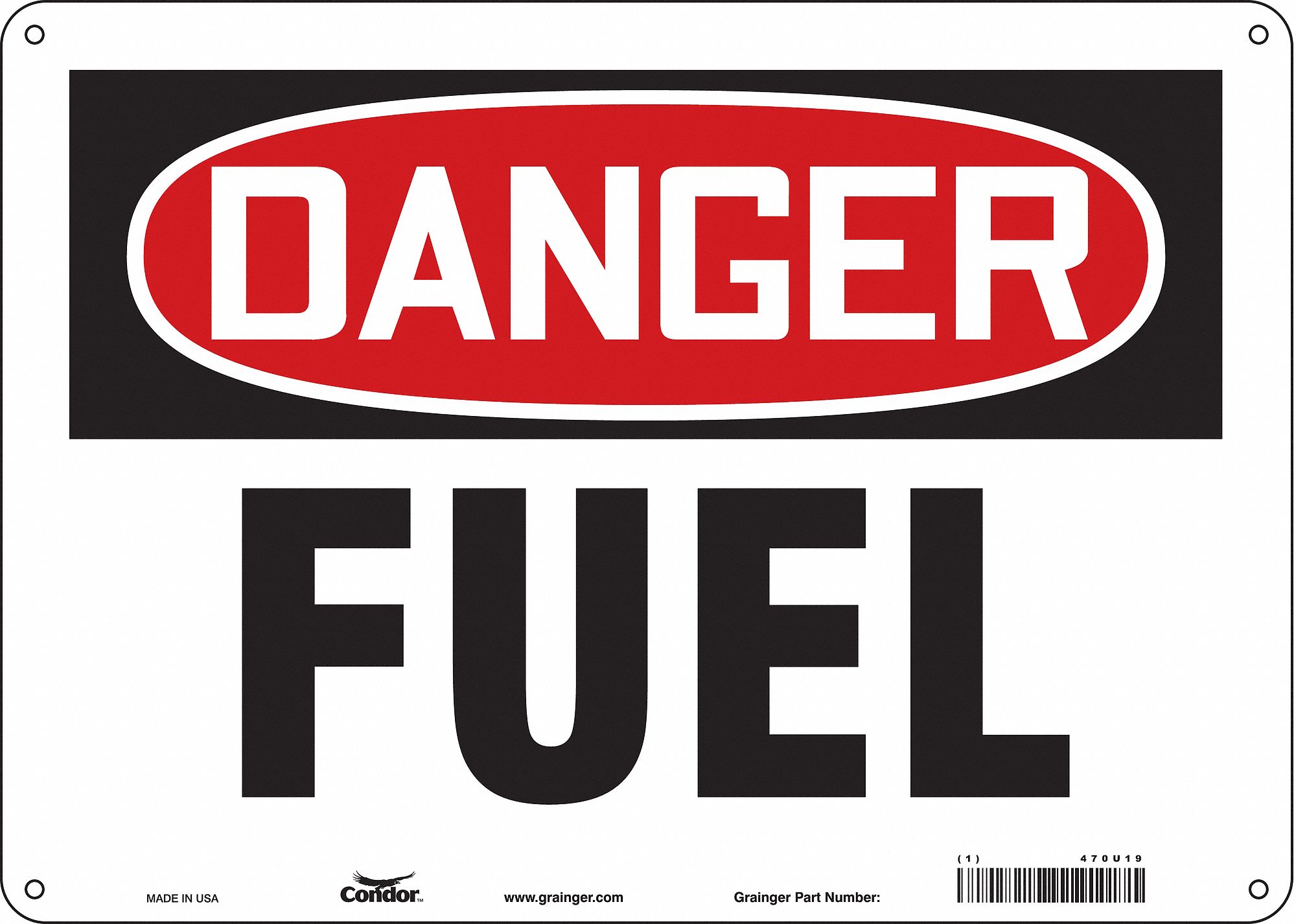 Safety Sign: Polyethylene, Mounting Holes Sign Mounting, 10 in x 14 in Nominal Sign Size
