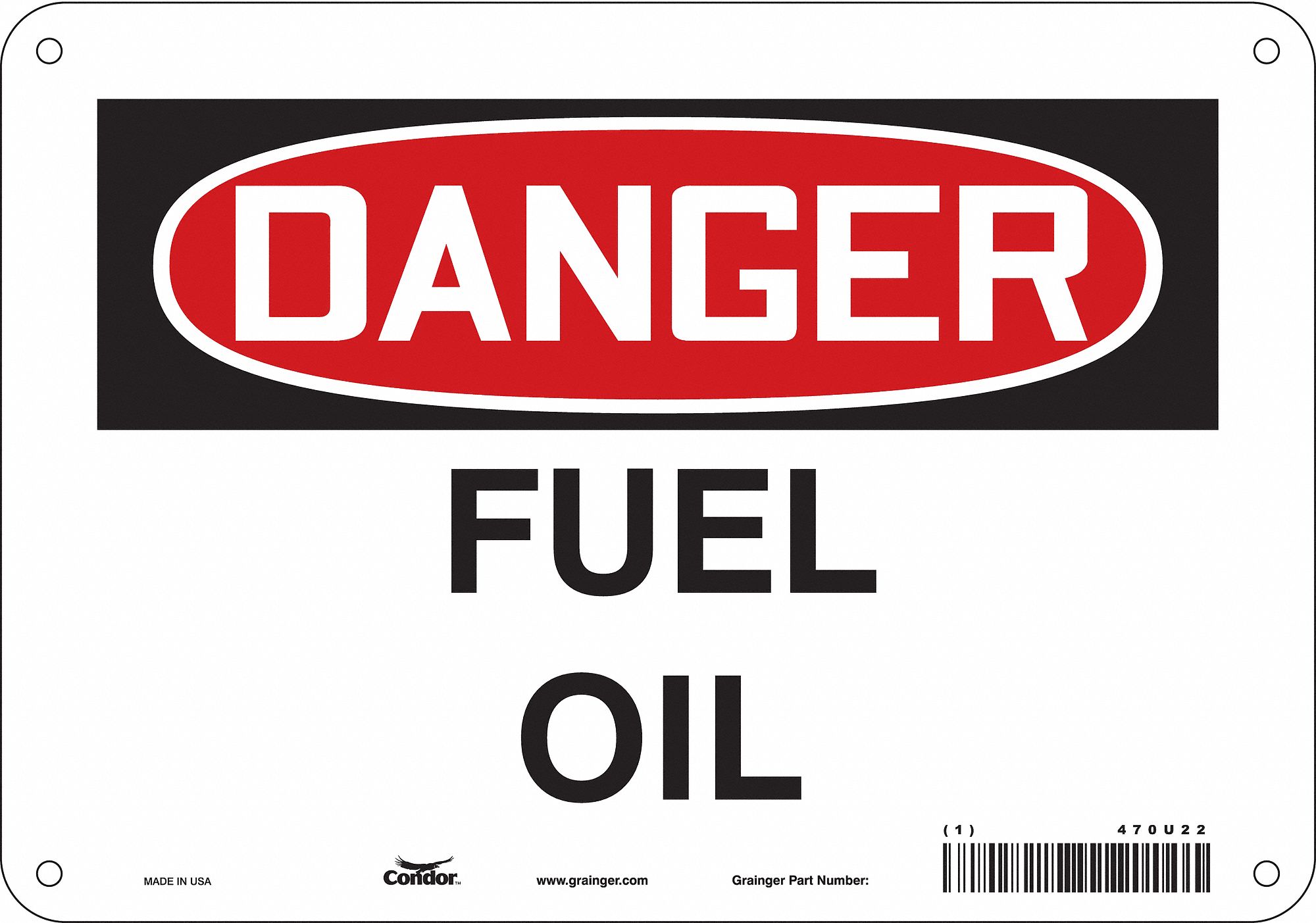 Safety Sign: Aluminum, Mounting Holes Sign Mounting, 7 in x 10 in Nominal Sign Size, 0.032 in Thick