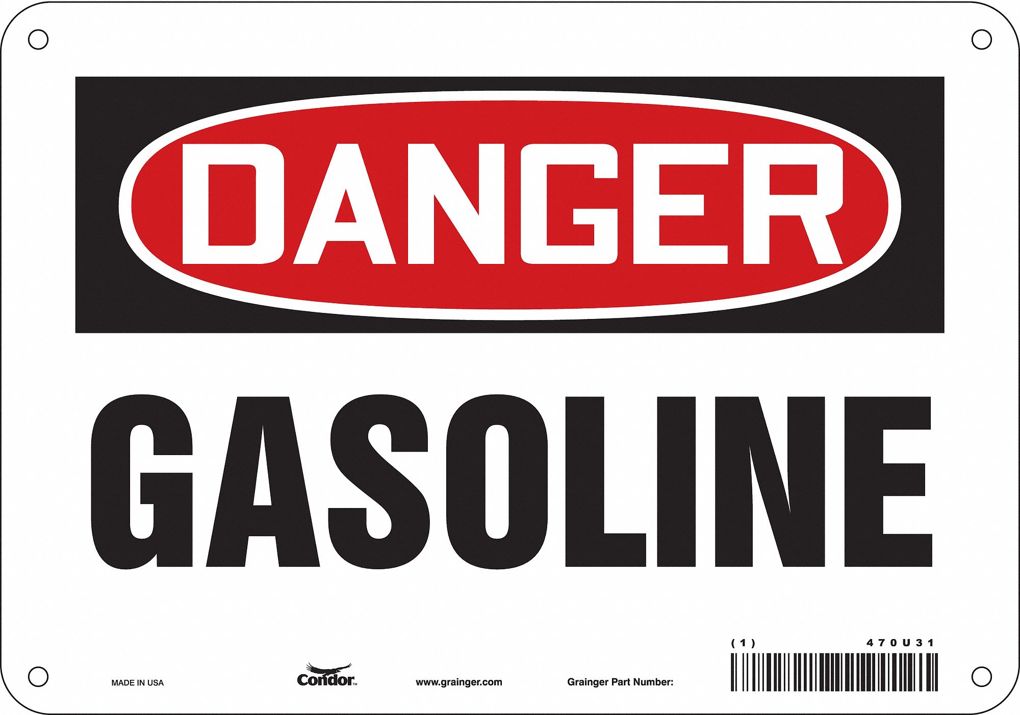 Safety Sign: Polyethylene, Mounting Holes Sign Mounting, 7 in x 10 in Nominal Sign Size