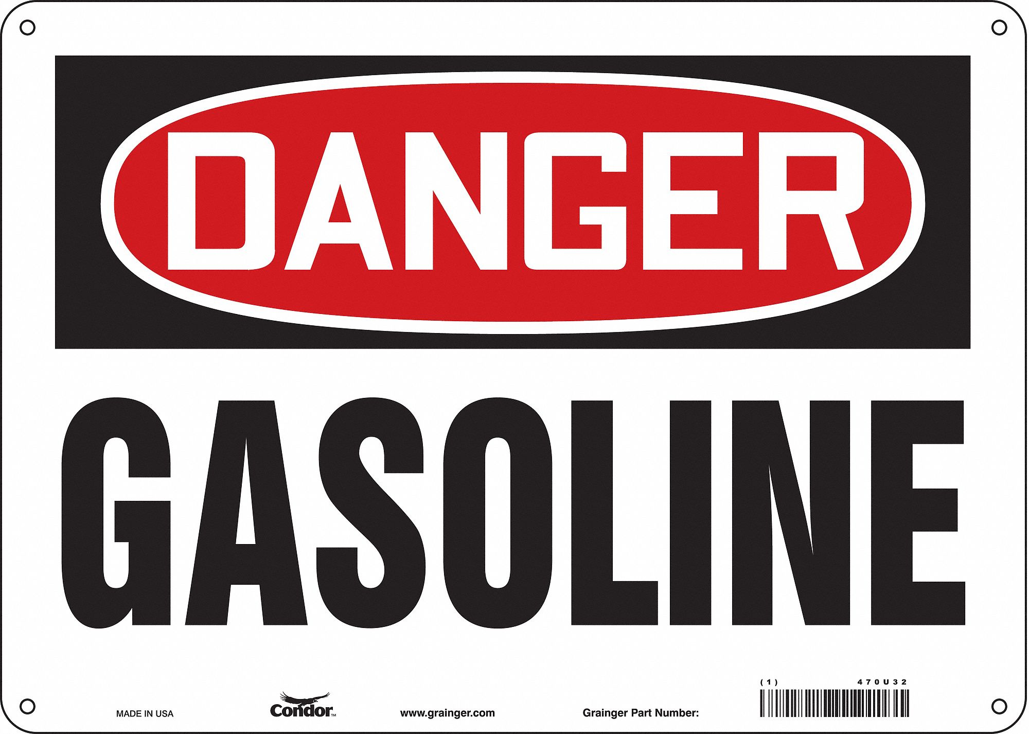 Safety Sign: Polyethylene, Mounting Holes Sign Mounting, 10 in x 14 in Nominal Sign Size