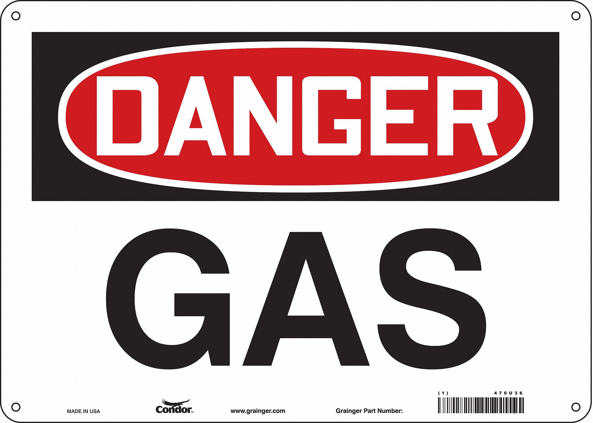 Safety Sign: Aluminum, Mounting Holes Sign Mounting, 10 in x 14 in Nominal Sign Size, 0.032 in Thick
