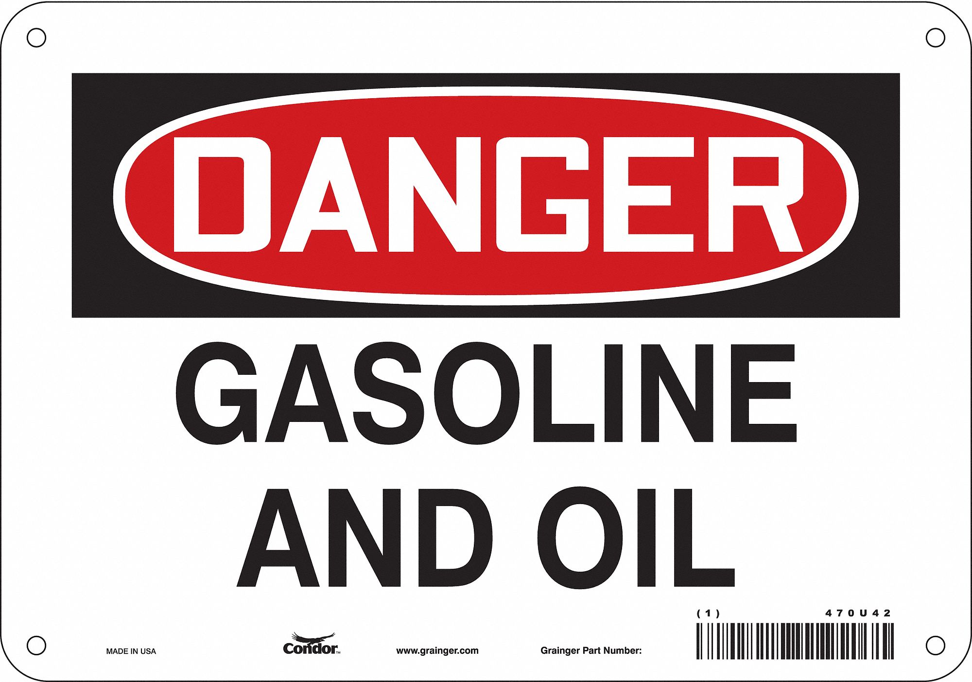 Safety Sign: Aluminum, Mounting Holes Sign Mounting, 7 in x 10 in Nominal Sign Size, 0.032 in Thick