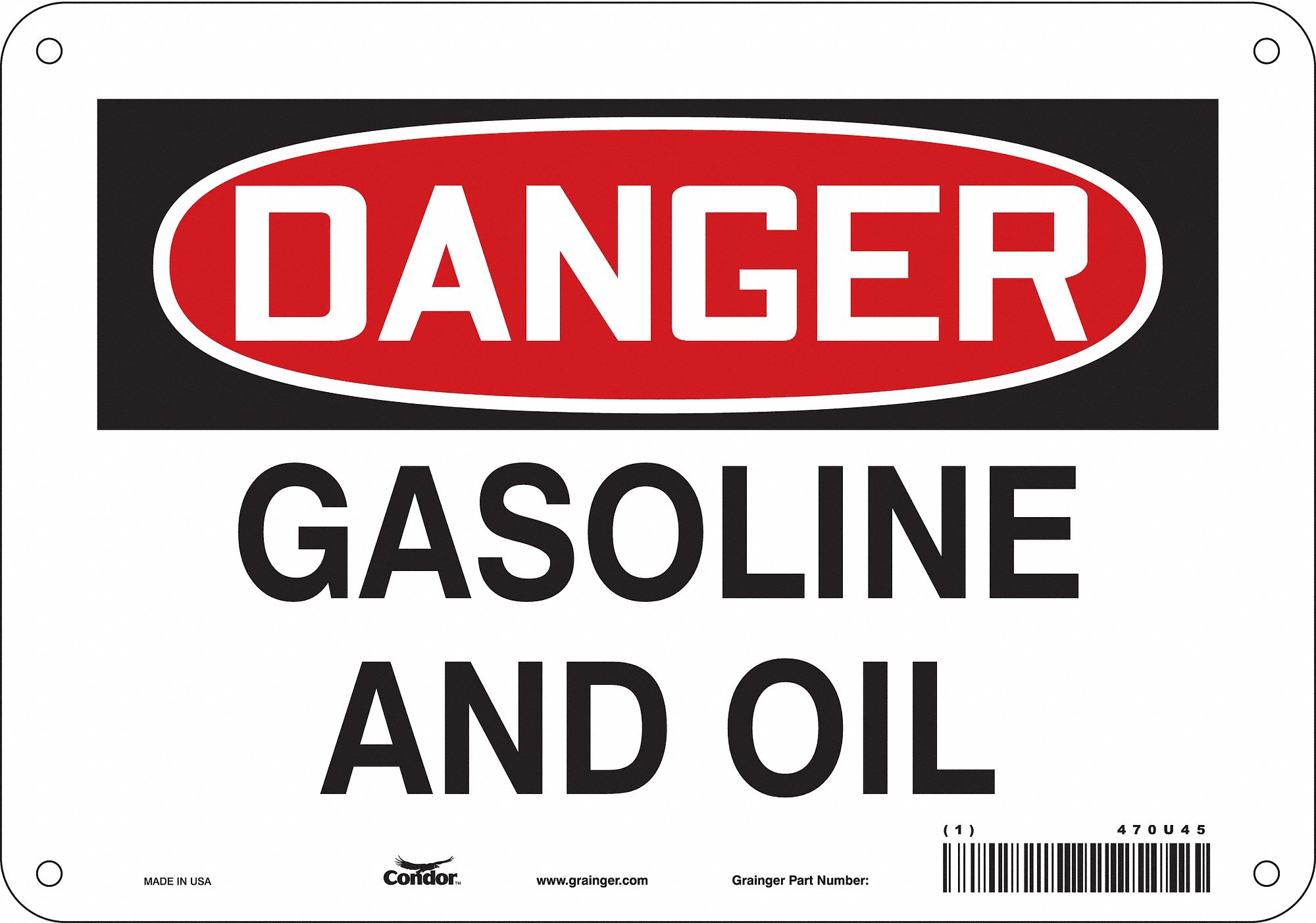 Safety Sign: Polyethylene, Mounting Holes Sign Mounting, 7 in x 10 in Nominal Sign Size