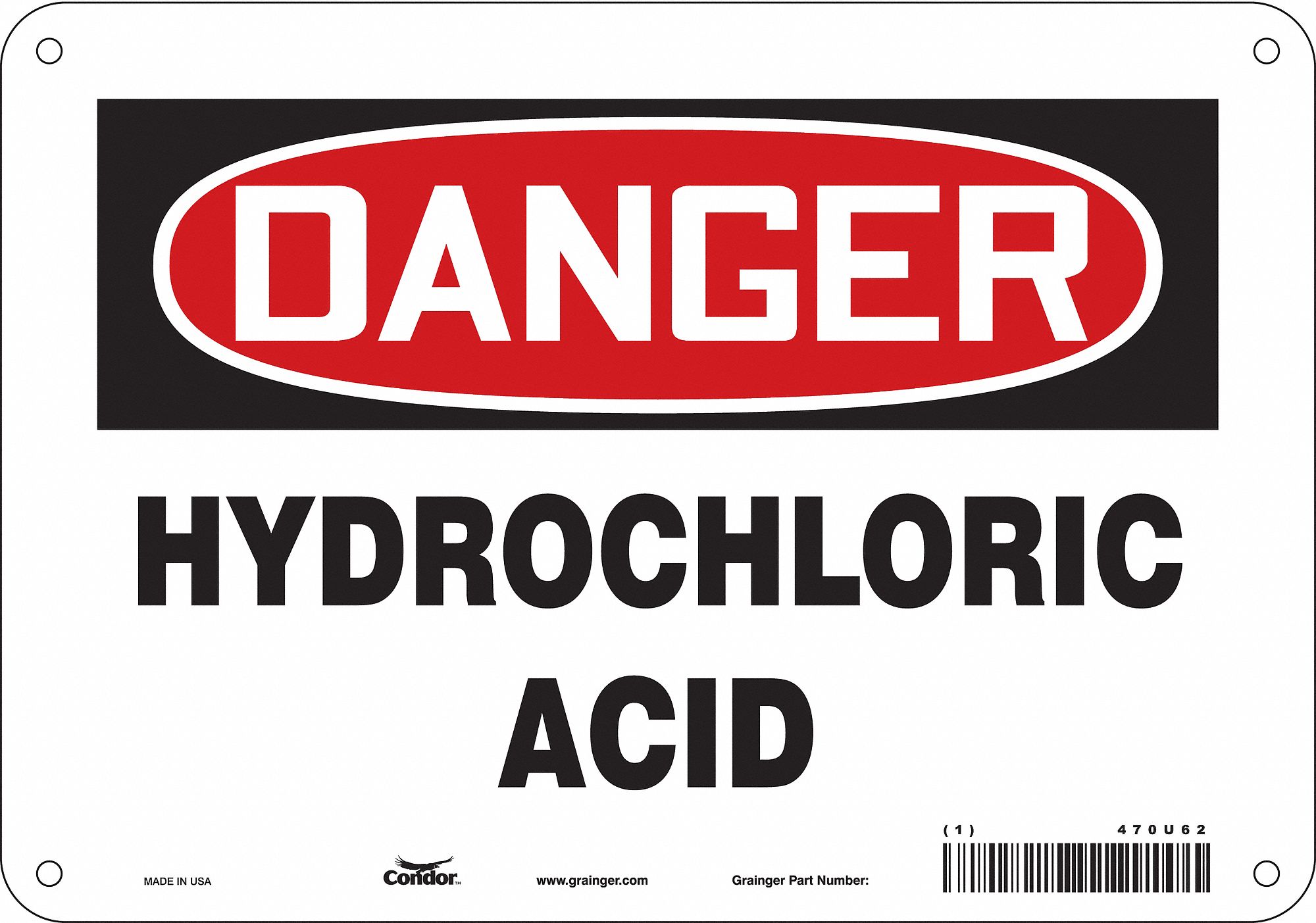 Safety Sign: Aluminum, Mounting Holes Sign Mounting, 7 in x 10 in Nominal Sign Size, 0.032 in Thick