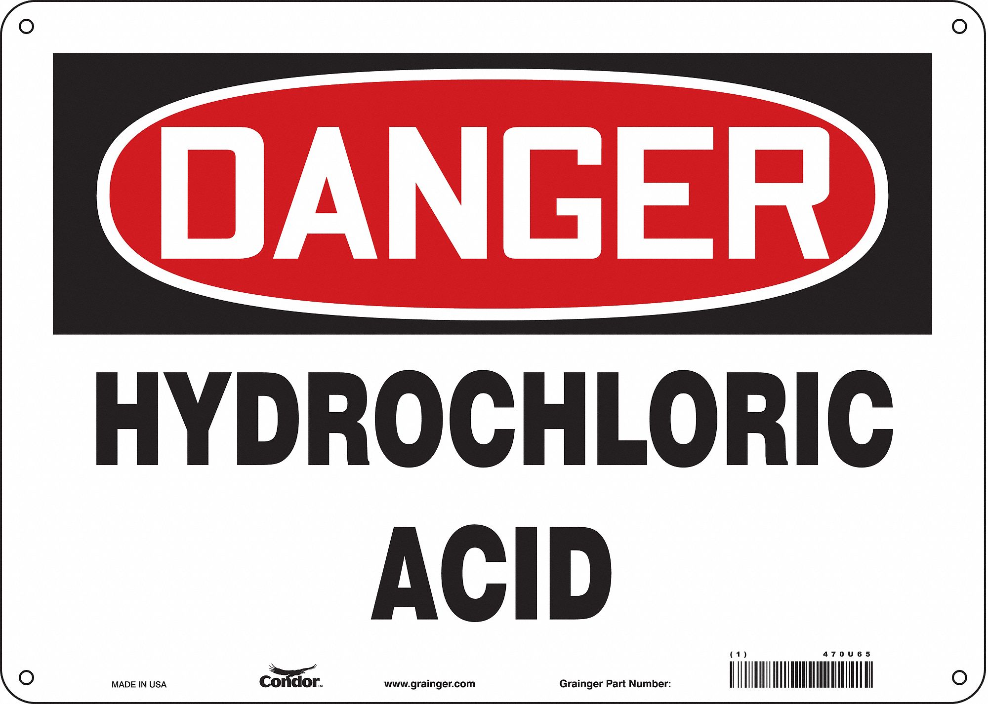 Safety Sign: Polyethylene, Mounting Holes Sign Mounting, 10 in x 14 in Nominal Sign Size