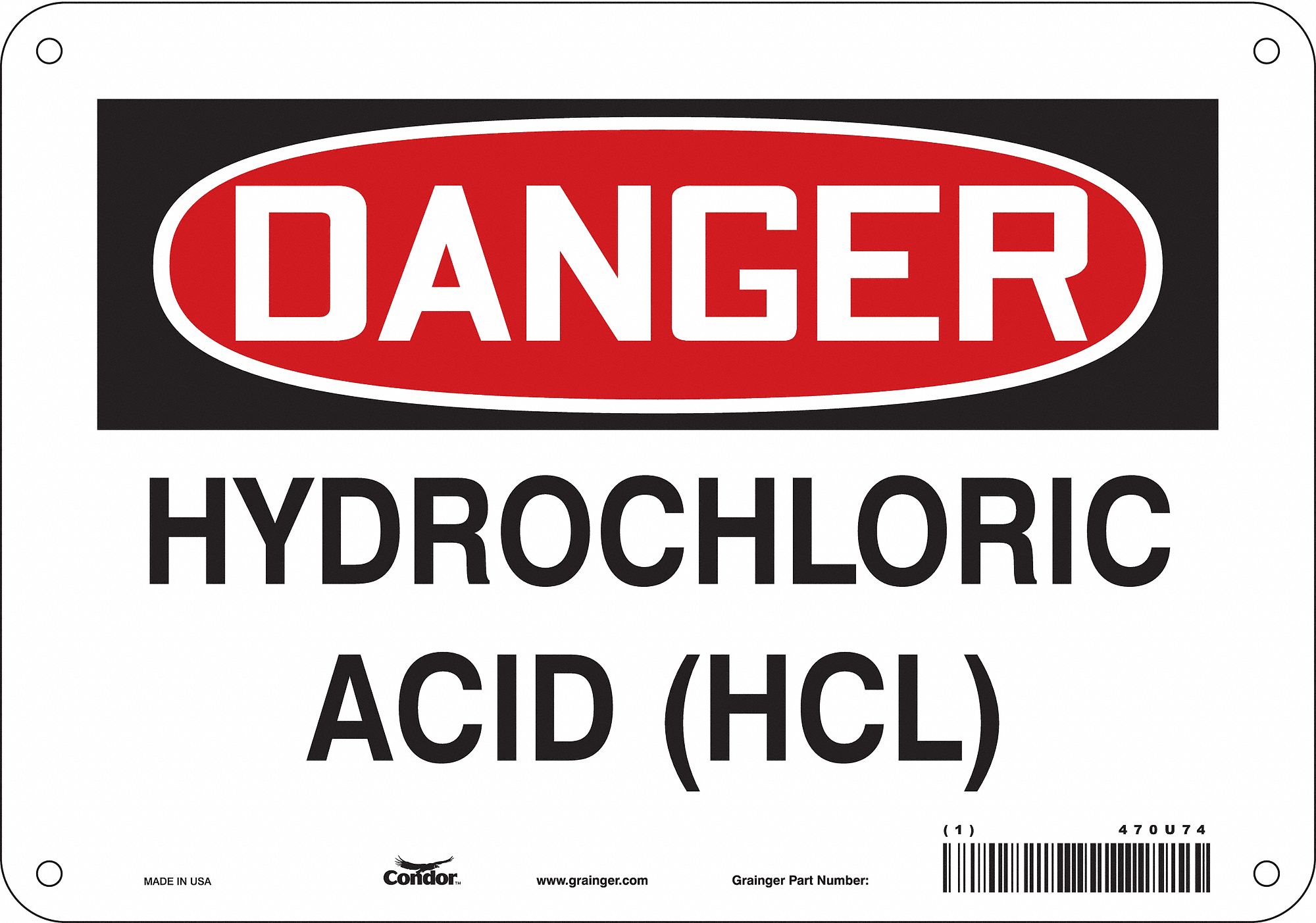 Safety Sign: Aluminum, Mounting Holes Sign Mounting, 7 in x 10 in Nominal Sign Size, 0.032 in Thick