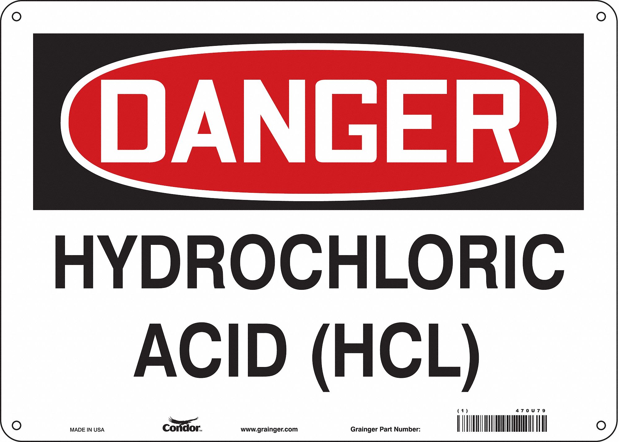 Safety Sign: Polyethylene, Mounting Holes Sign Mounting, 10 in x 14 in Nominal Sign Size