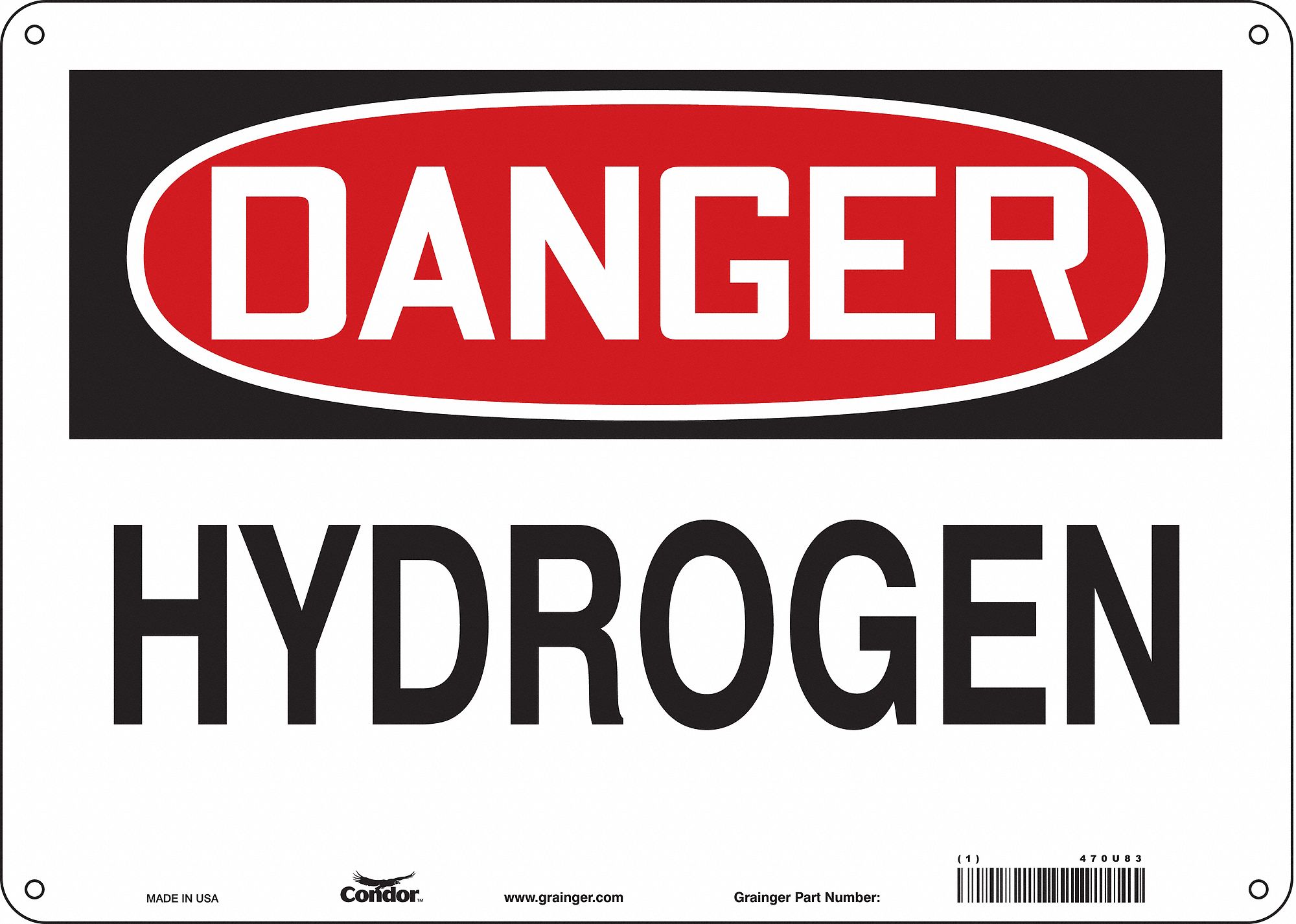 Safety Sign: Aluminum, Mounting Holes Sign Mounting, 10 in x 14 in Nominal Sign Size, 0.032 in Thick