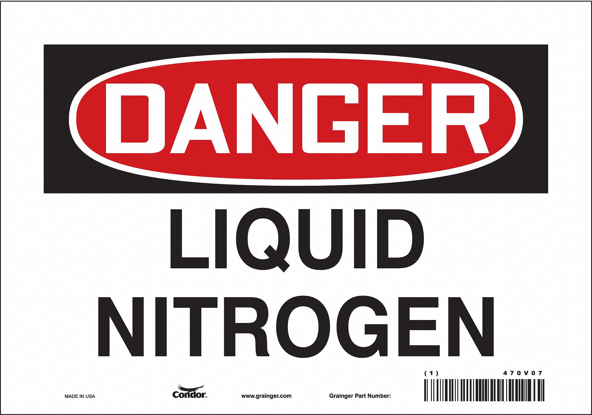 SAFETY SIGN, VINYL, ADHESIVE MOUNT, 7 IN X 10 IN NOMINAL SIGN SIZE, NOT RETROREFLECTIVE, LIQUID NITROGEN
