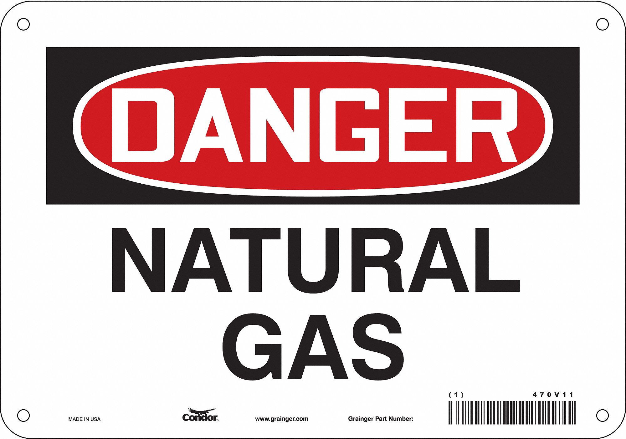 Safety Sign: Polyethylene, Mounting Holes Sign Mounting, 7 in x 10 in Nominal Sign Size